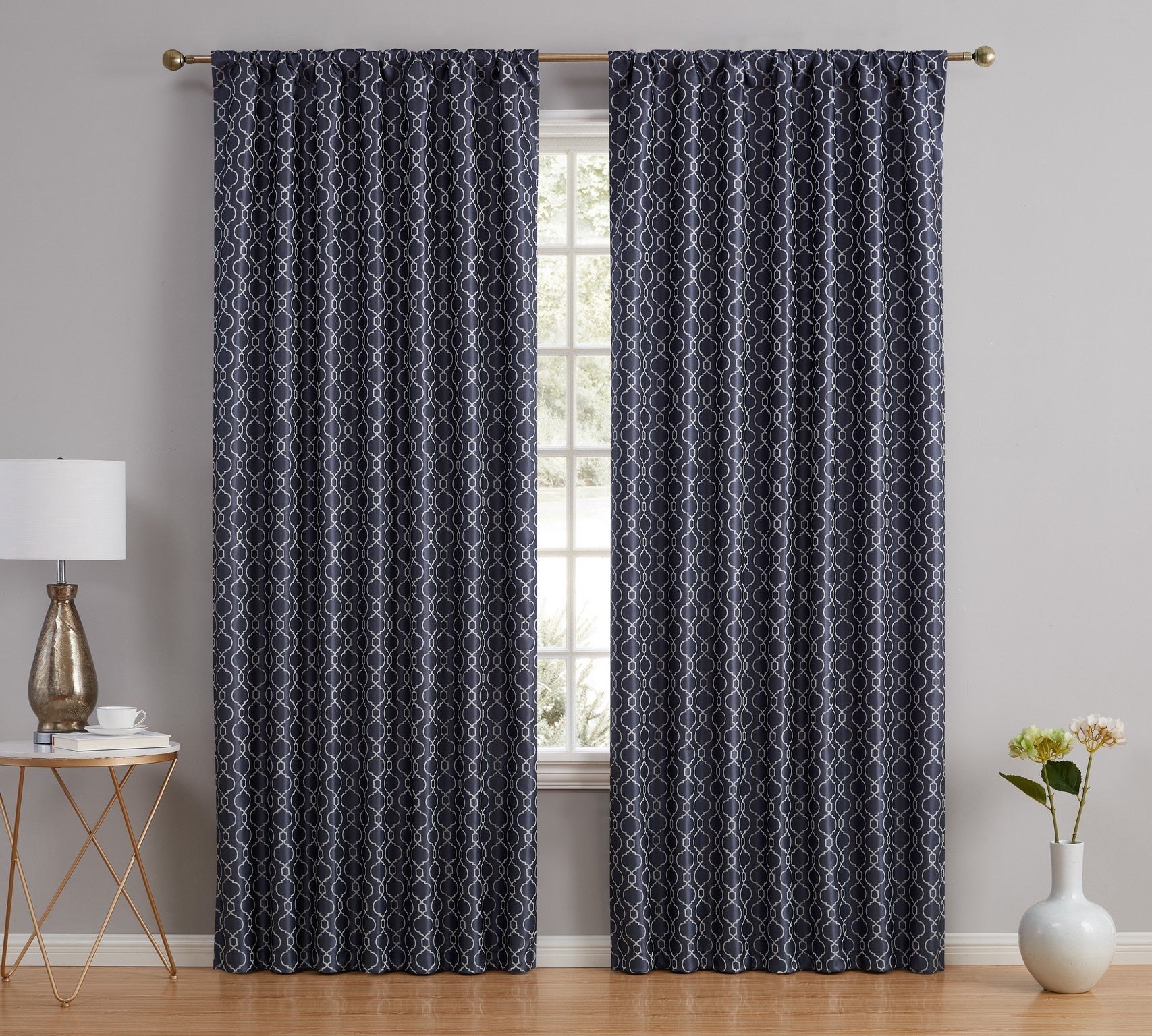 Franklin Moroccan Trellis 100% Blackout Back Tab Curtain Panels