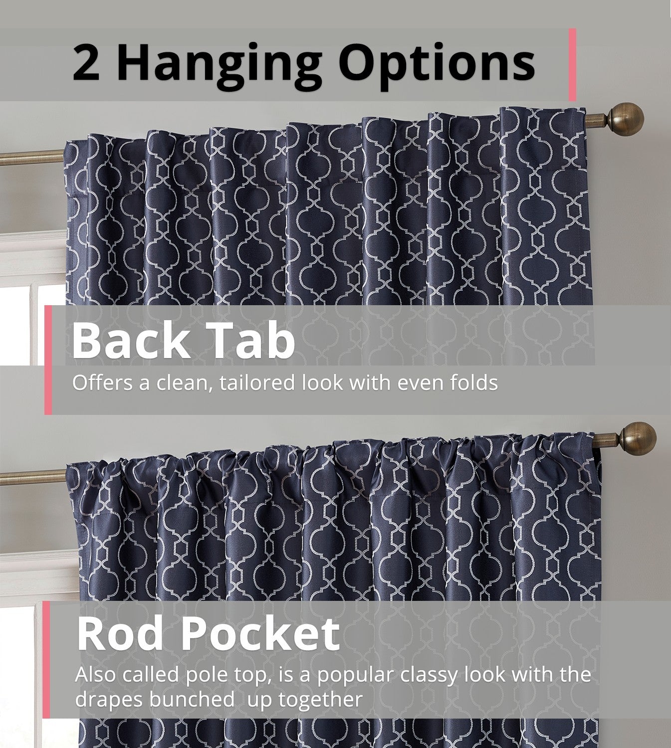 Franklin Moroccan Trellis 100% Blackout Back Tab Curtain Panels