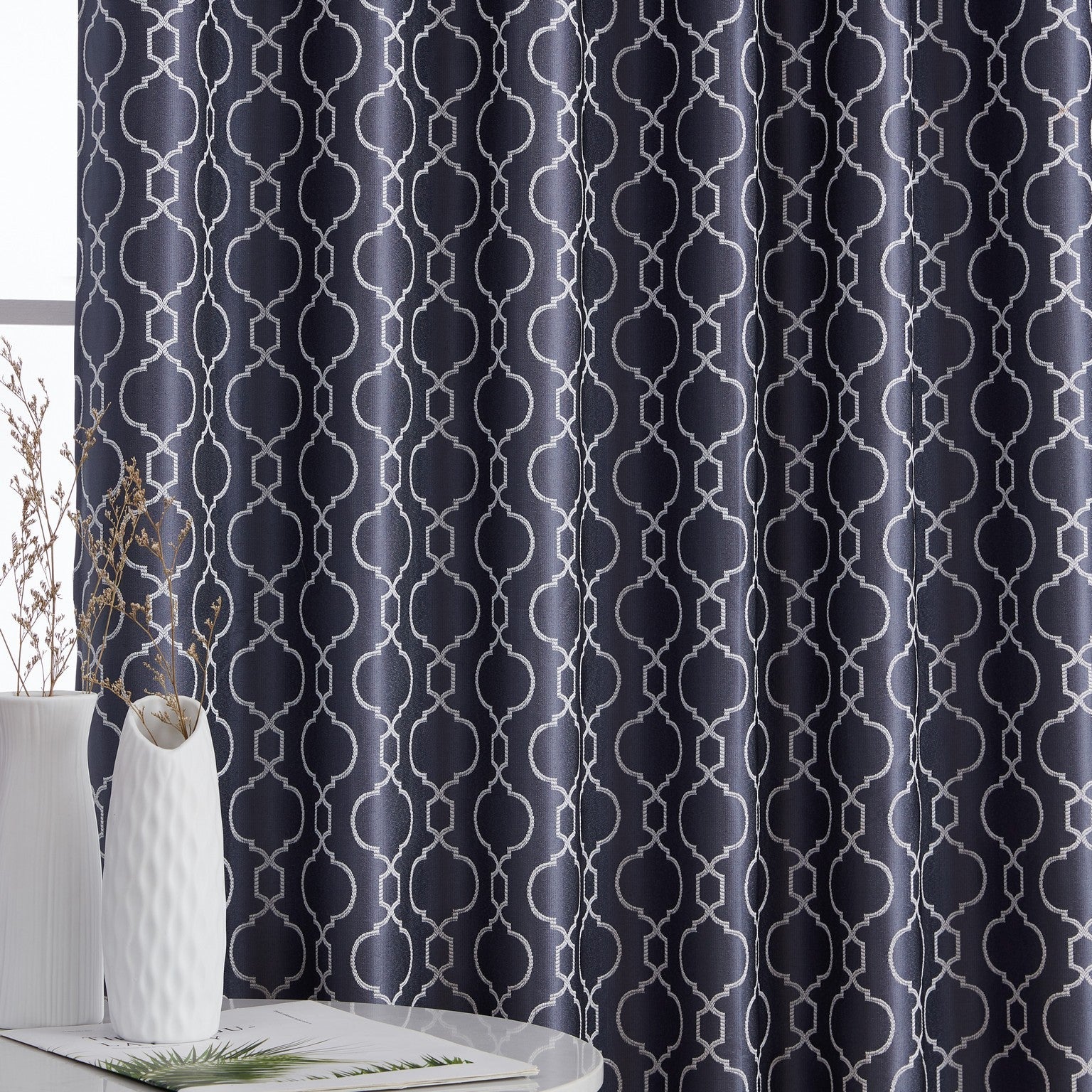 Franklin Moroccan Trellis 100% Blackout Back Tab Curtain Panels