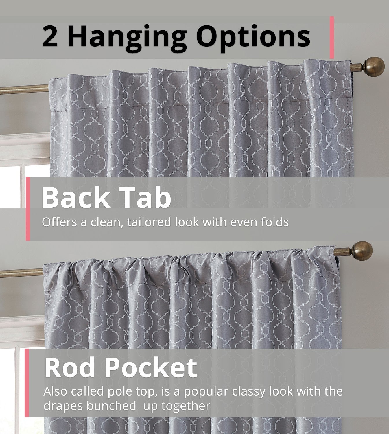 Franklin Moroccan Trellis 100% Blackout Back Tab Curtain Panels