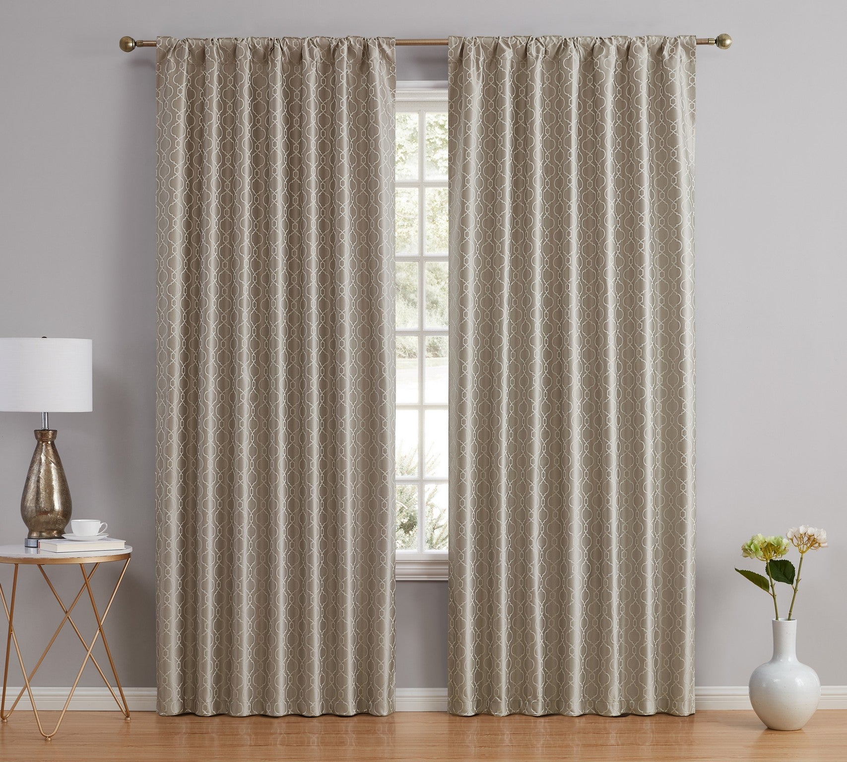 Franklin Moroccan Trellis 100% Blackout Back Tab Curtain Panels