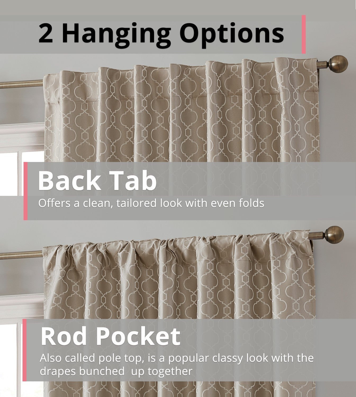 Franklin Moroccan Trellis 100% Blackout Back Tab Curtain Panels