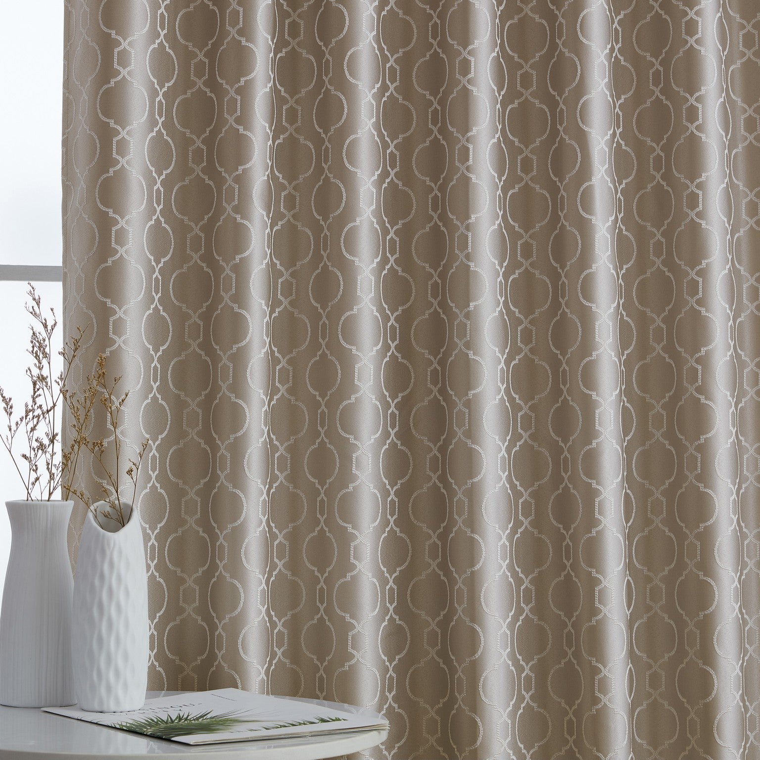Franklin Moroccan Trellis 100% Blackout Back Tab Curtain Panels