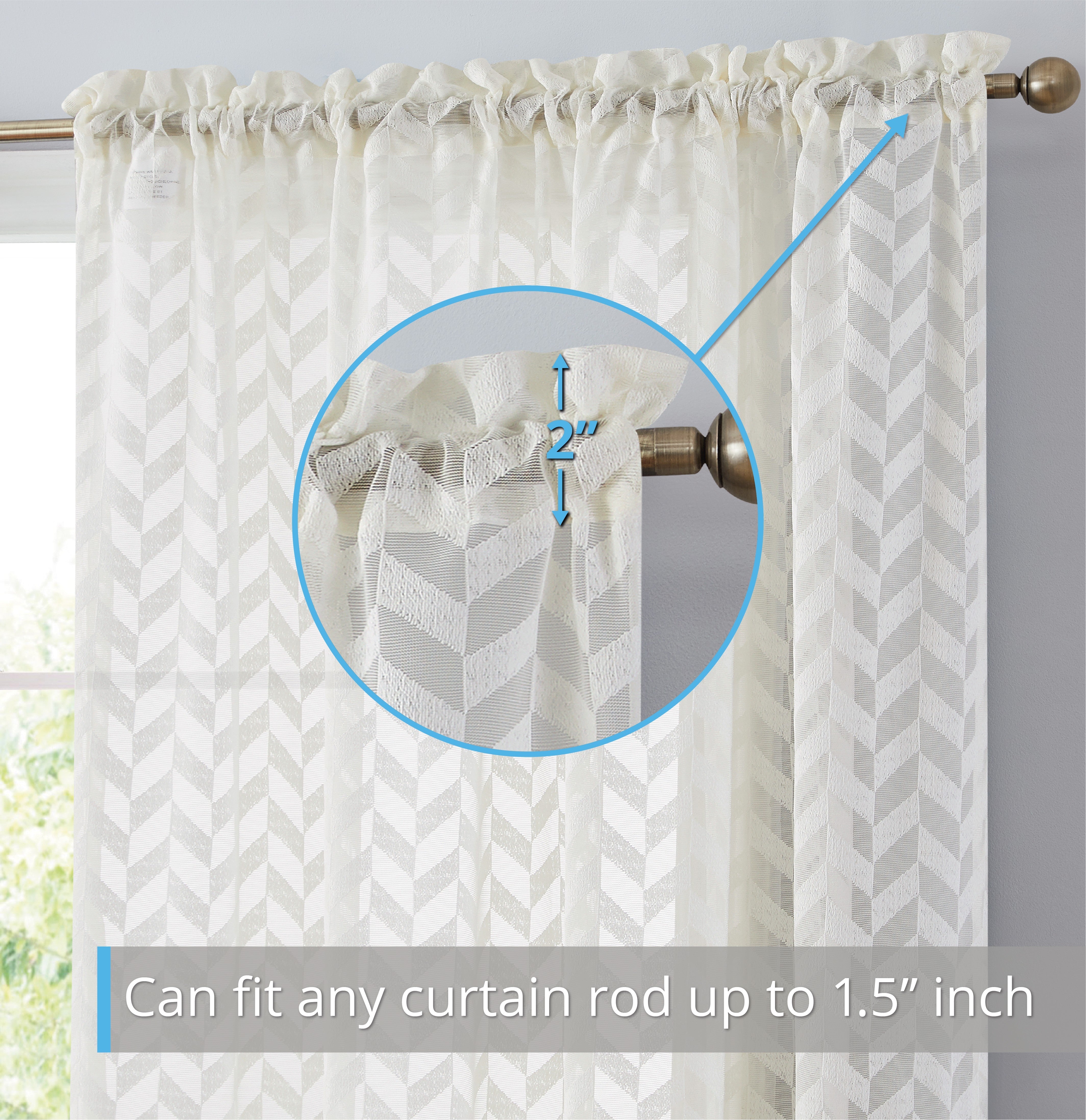 Herringbone Lace Sheer Rod Pocket Curtain Panels