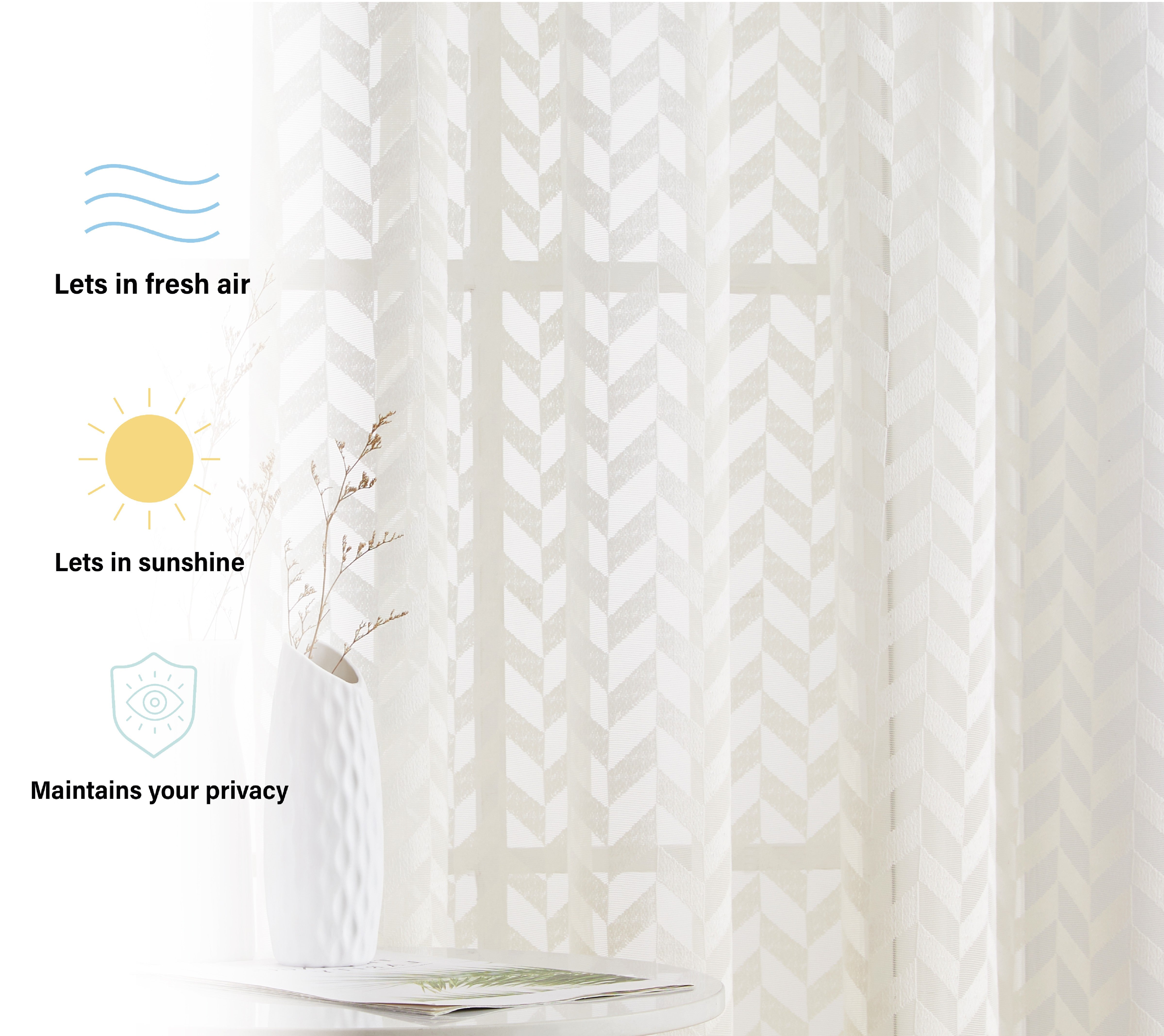 Herringbone Lace Sheer Rod Pocket Curtain Panels