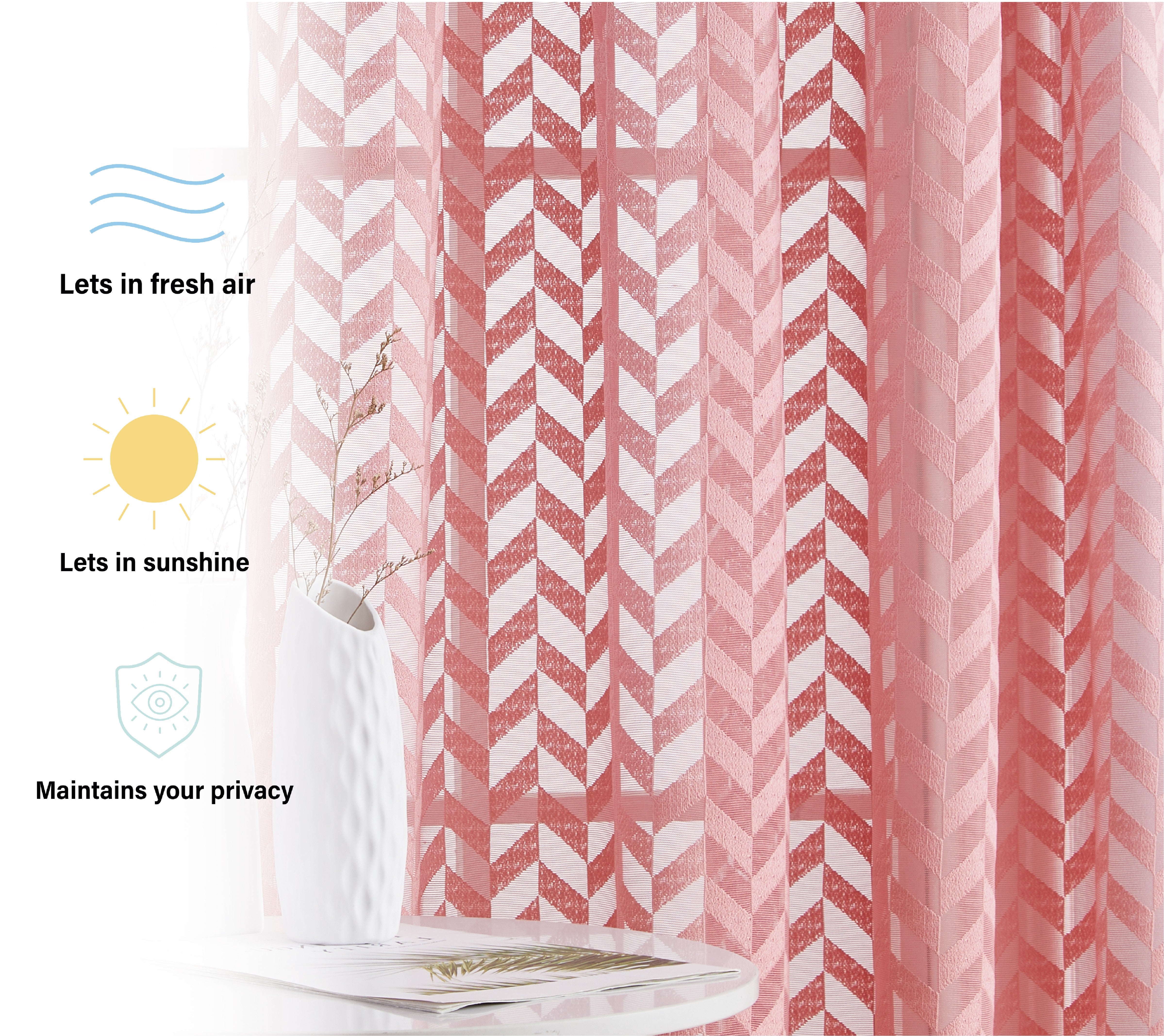 Herringbone Lace Sheer Rod Pocket Curtain Panels