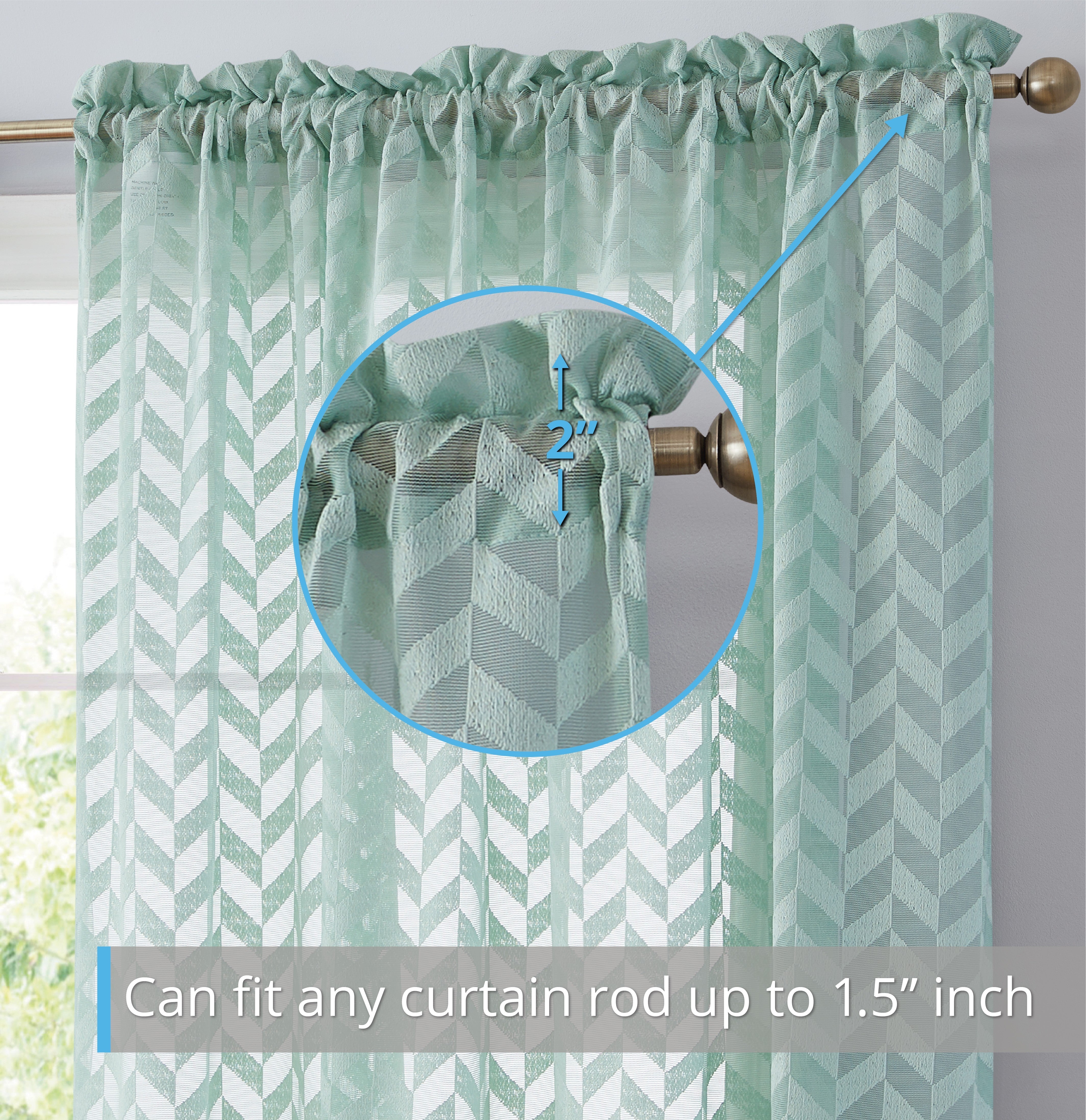 Herringbone Lace Sheer Rod Pocket Curtain Panels