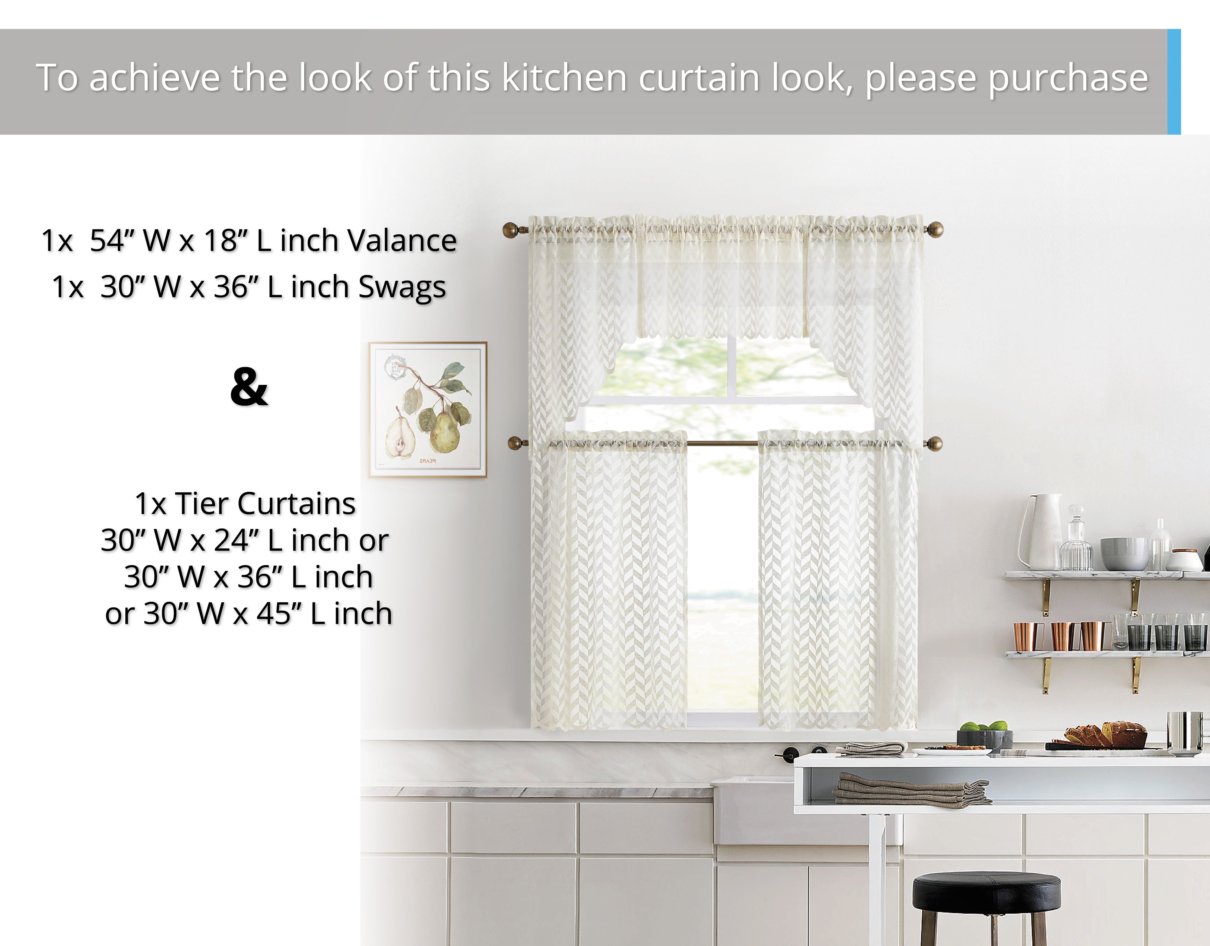 Herringbone Lace Sheer Rod Pocket Cafe Tiers