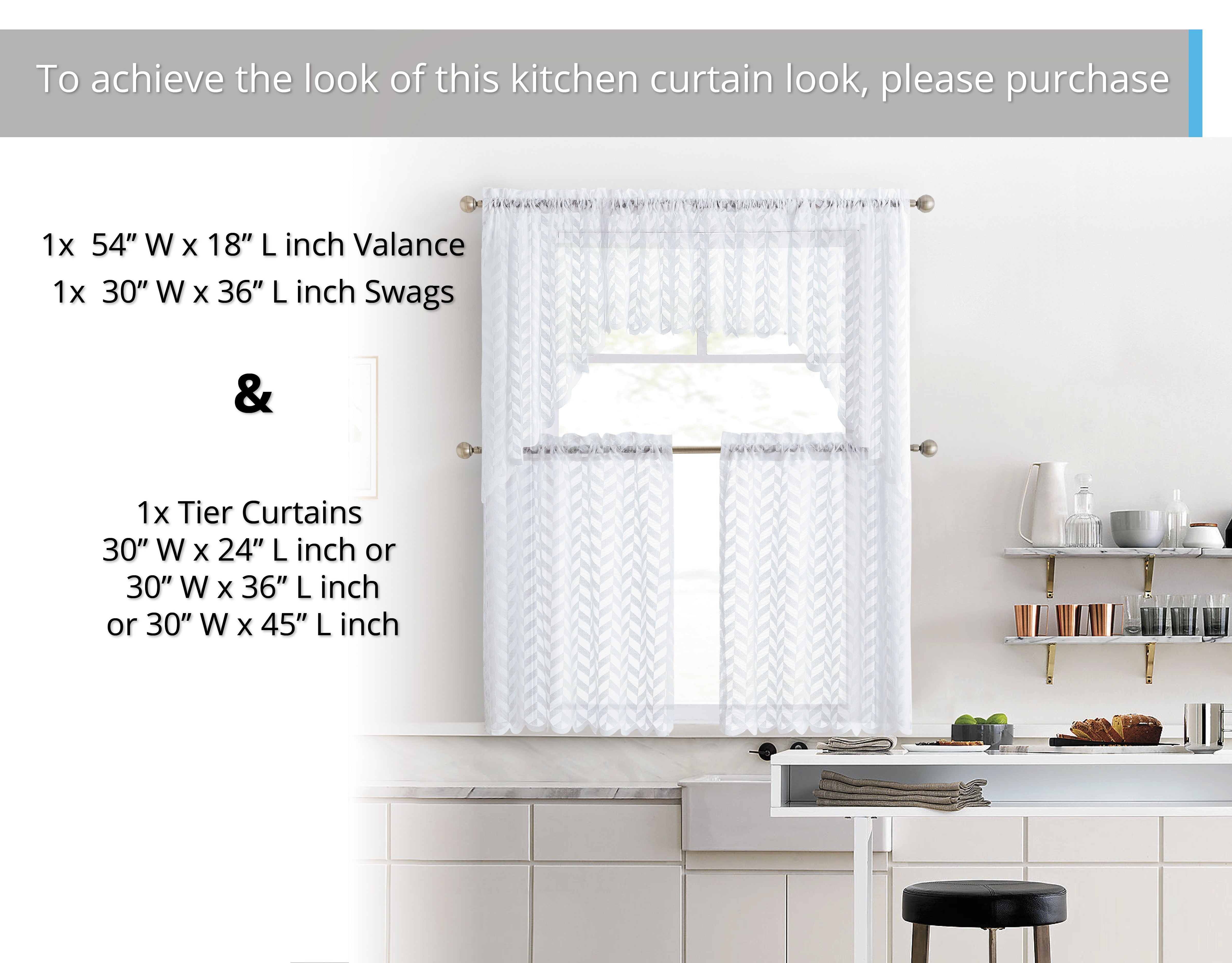 Herringbone Lace Sheer Rod Pocket Cafe Tiers