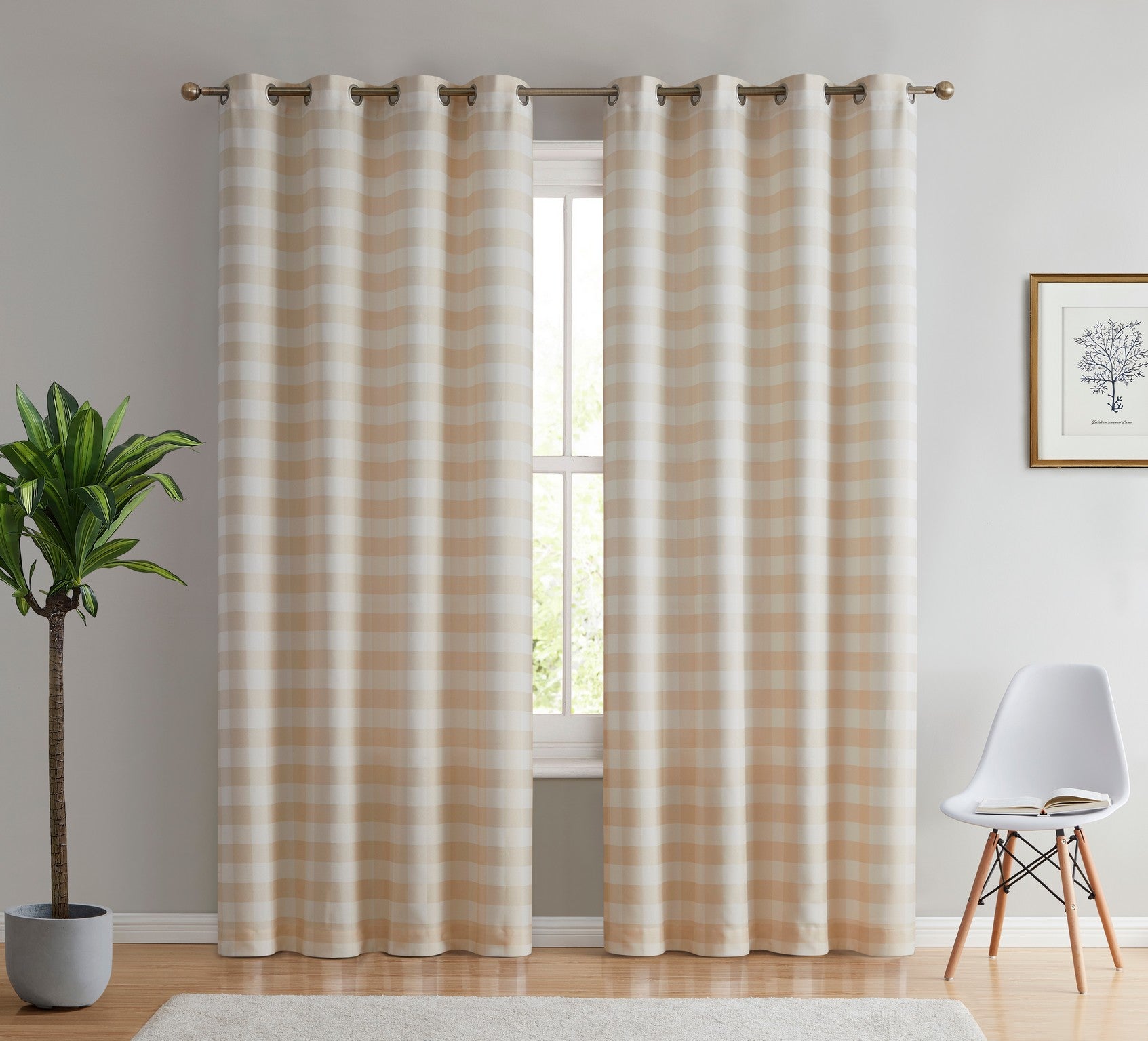 Hilltop Buffalo Check Textured Grommet Curtain Panels