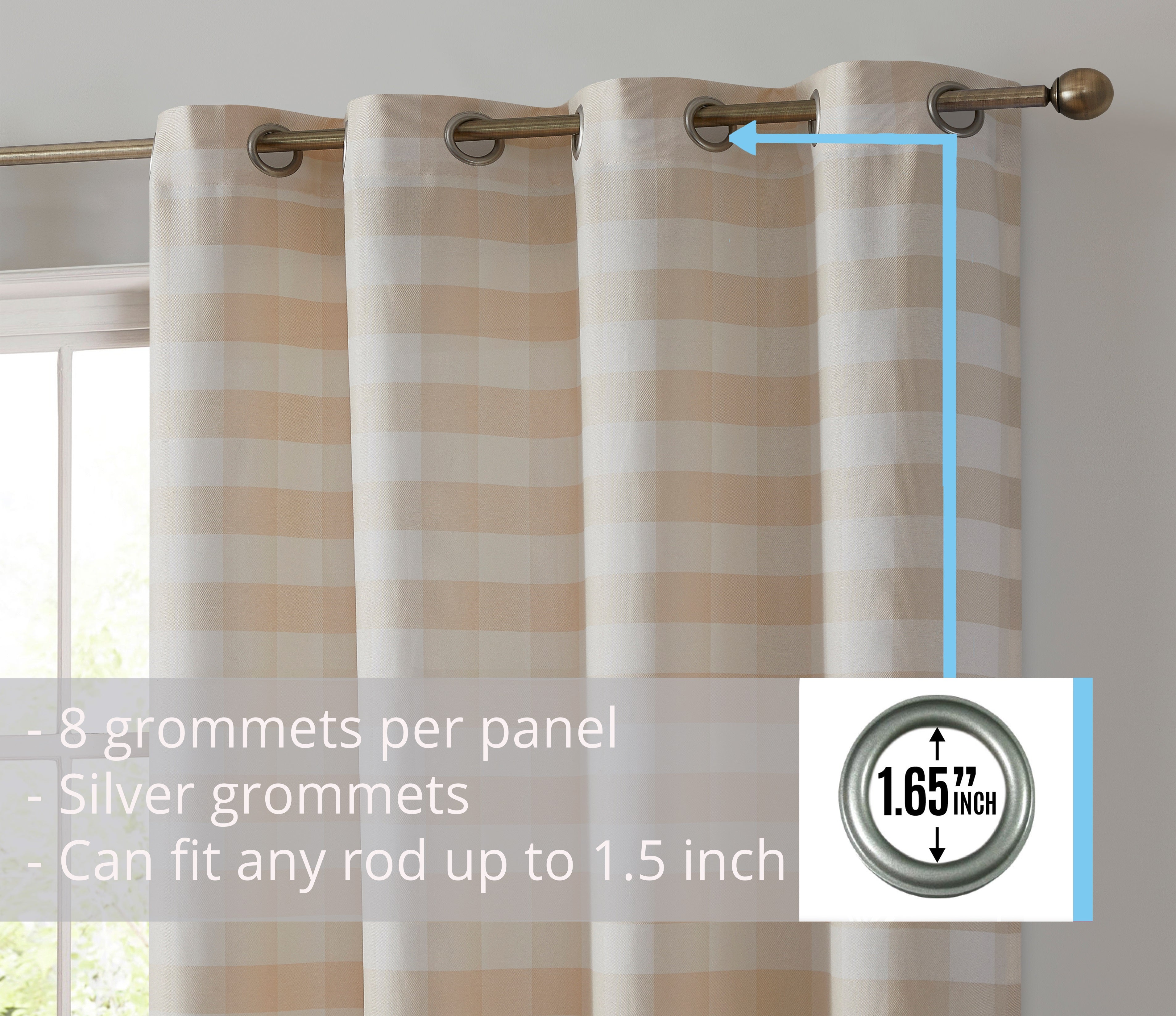 Hilltop Buffalo Check Textured Grommet Curtain Panels