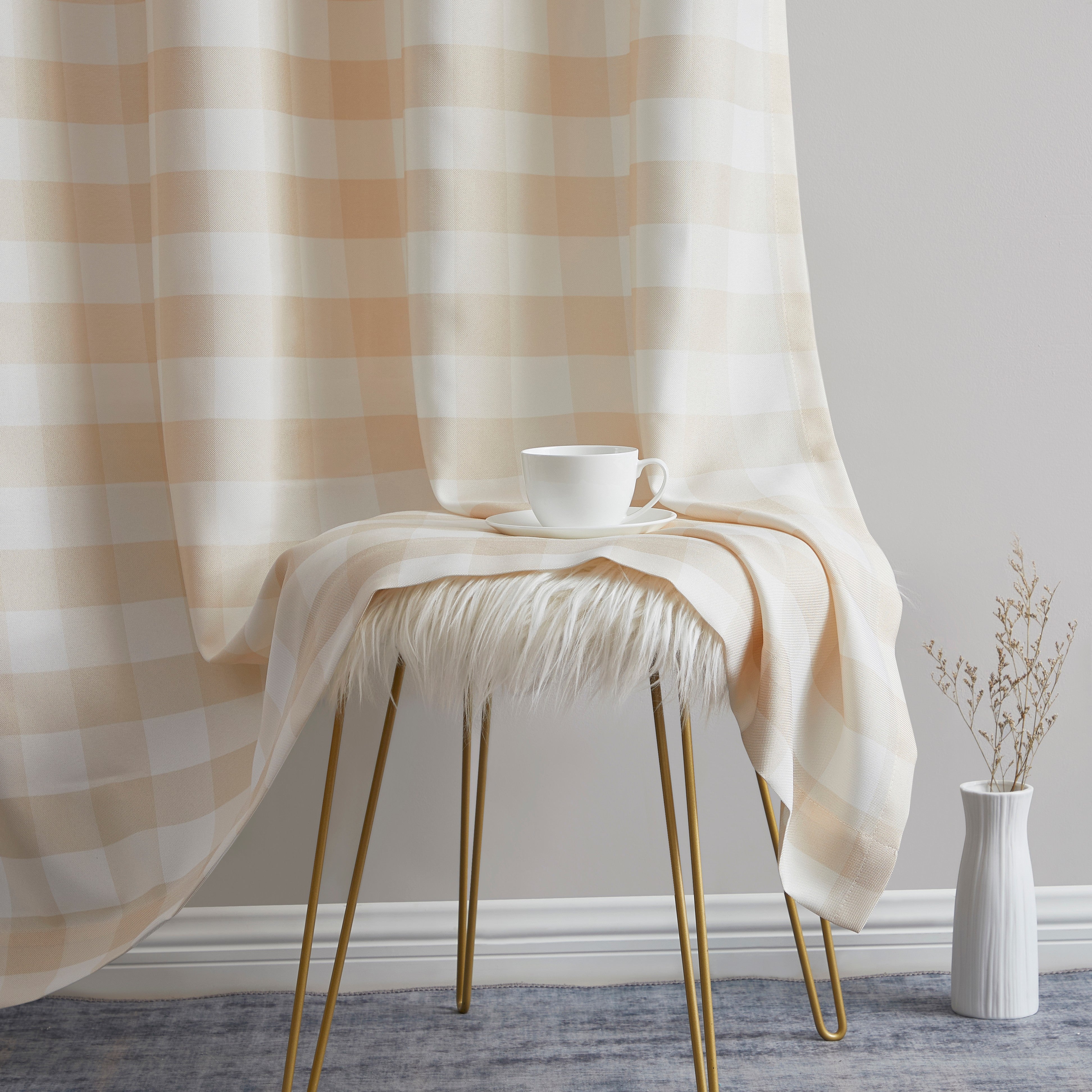 Hilltop Buffalo Check Textured Grommet Curtain Panels