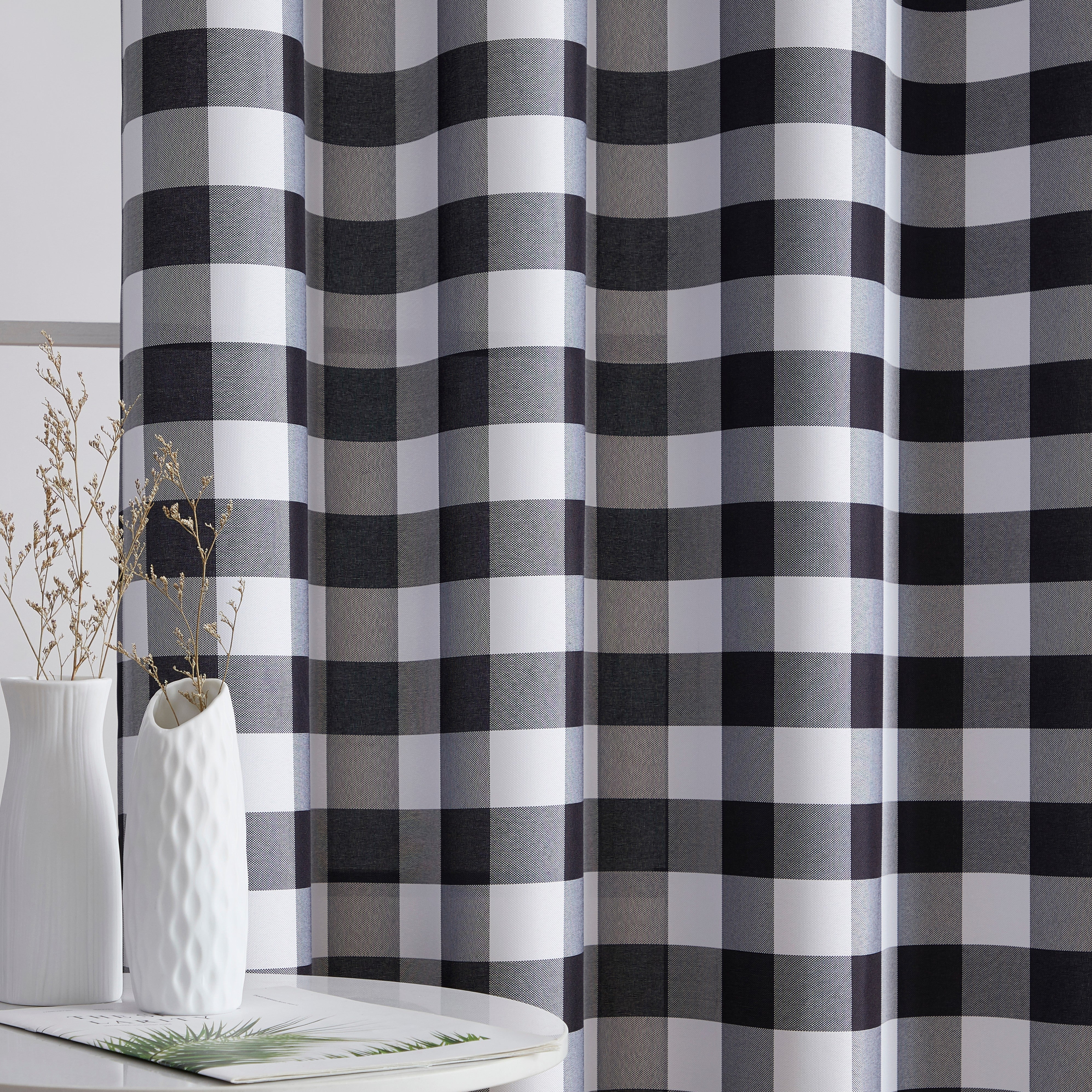 Hilltop Buffalo Check Textured Grommet Curtain Panels