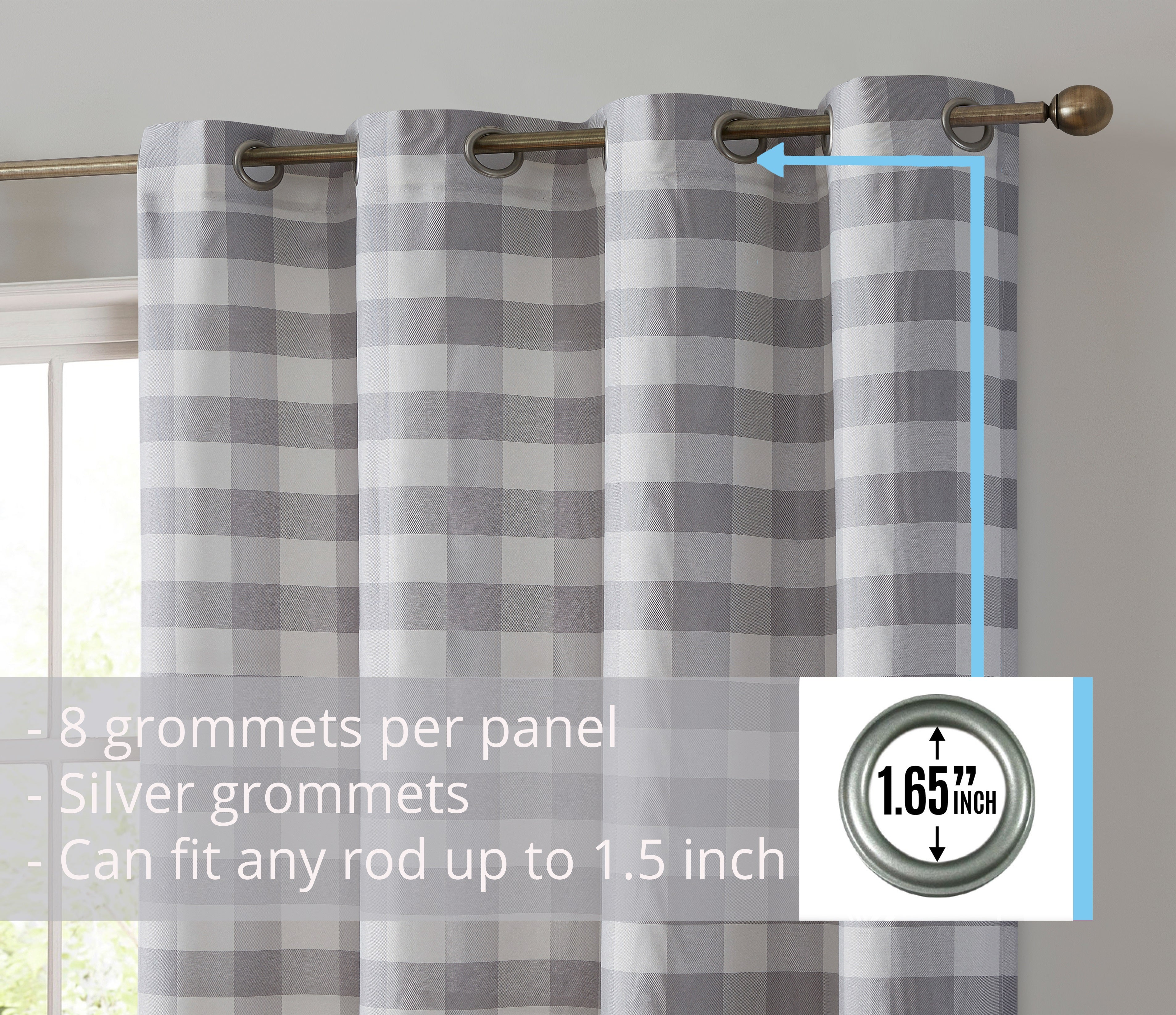 Hilltop Buffalo Check Textured Grommet Curtain Panels
