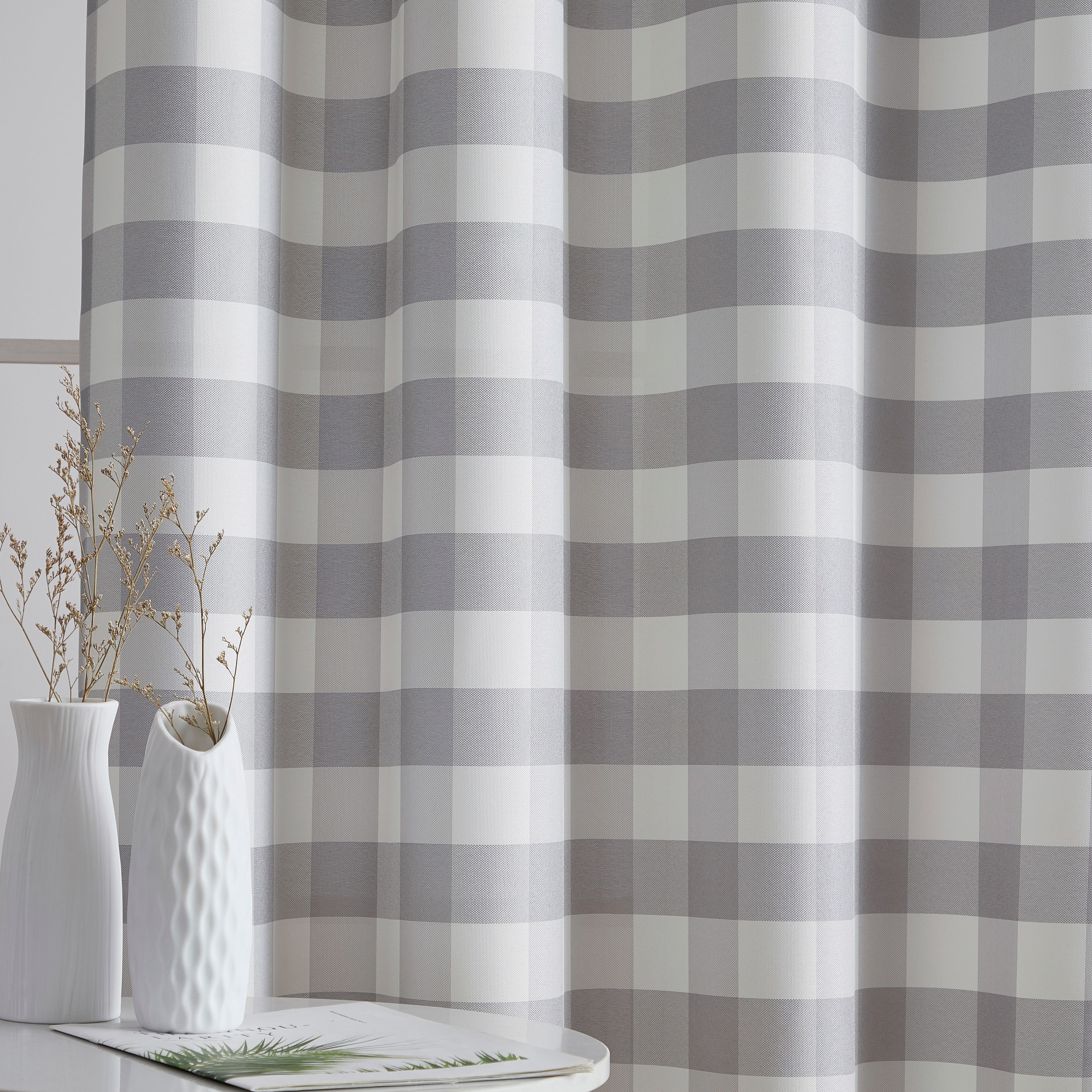 Hilltop Buffalo Check Textured Grommet Curtain Panels