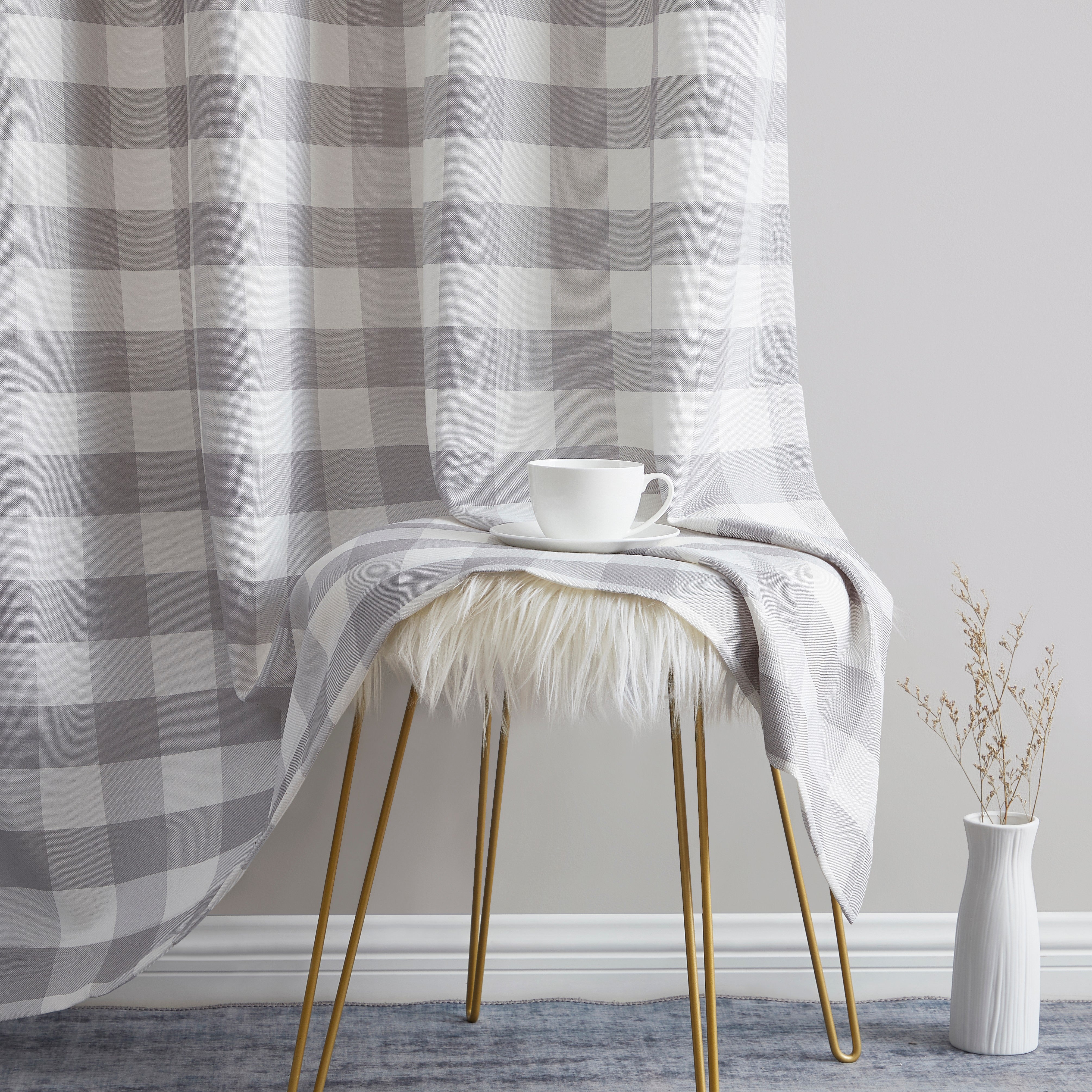 Hilltop Buffalo Check Textured Grommet Curtain Panels