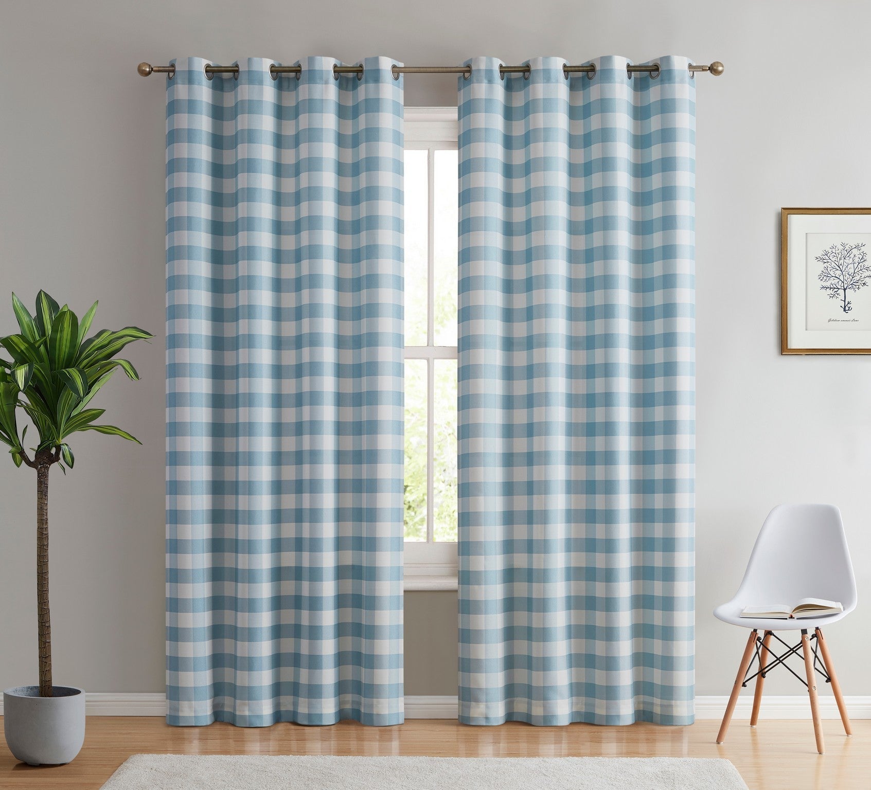 Hilltop Buffalo Check Textured Grommet Curtain Panels