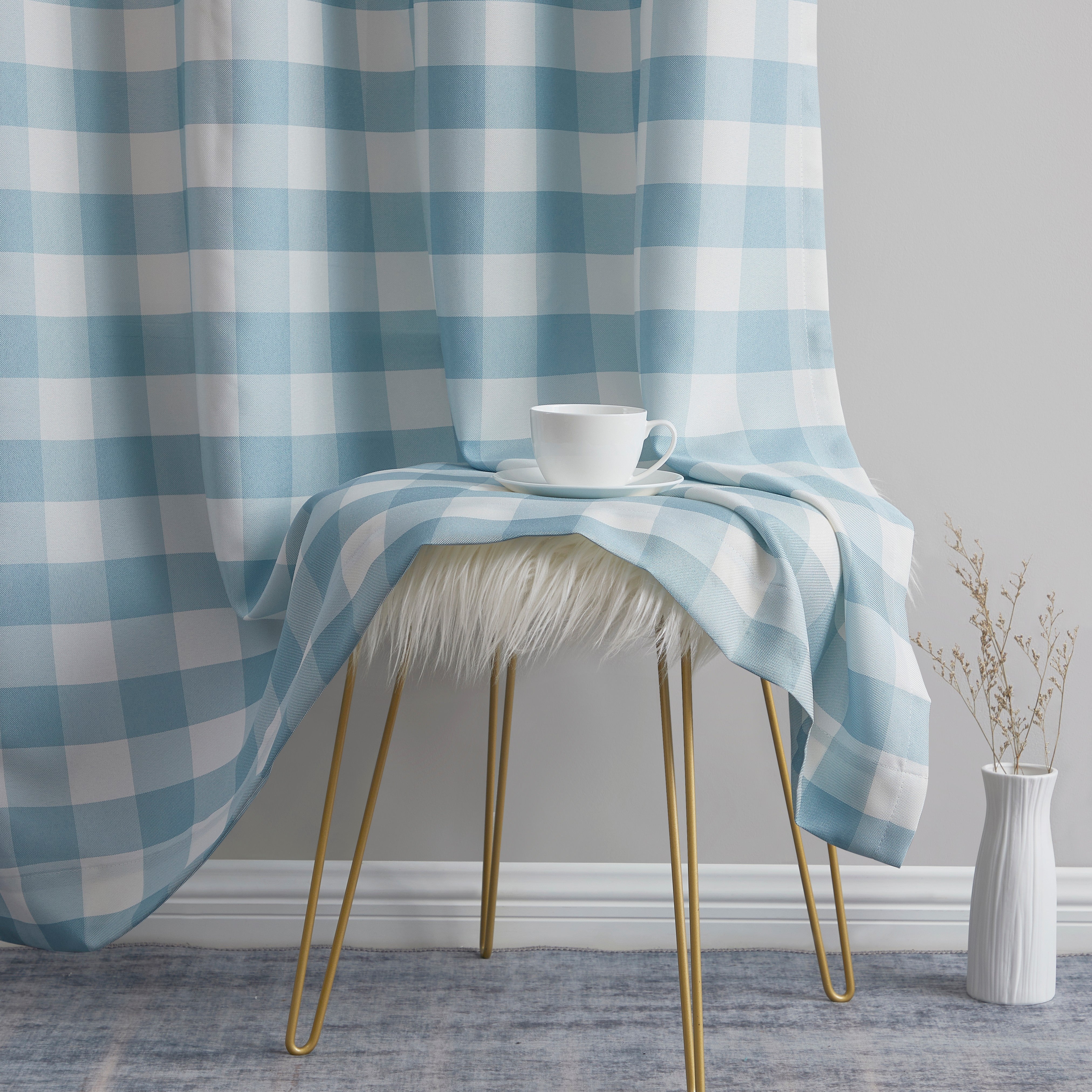 Hilltop Buffalo Check Textured Grommet Curtain Panels