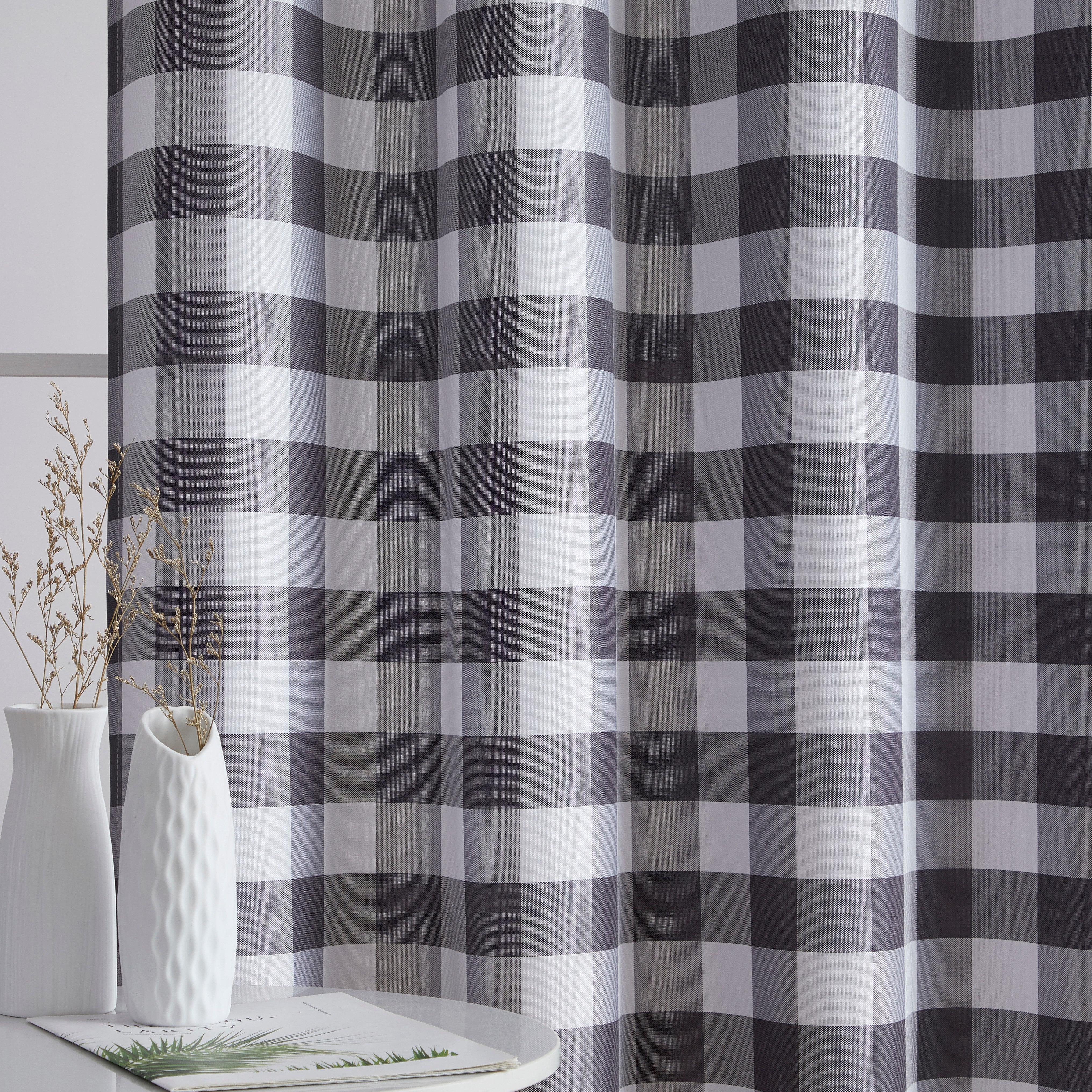Hilltop Buffalo Check Textured Grommet Curtain Panels