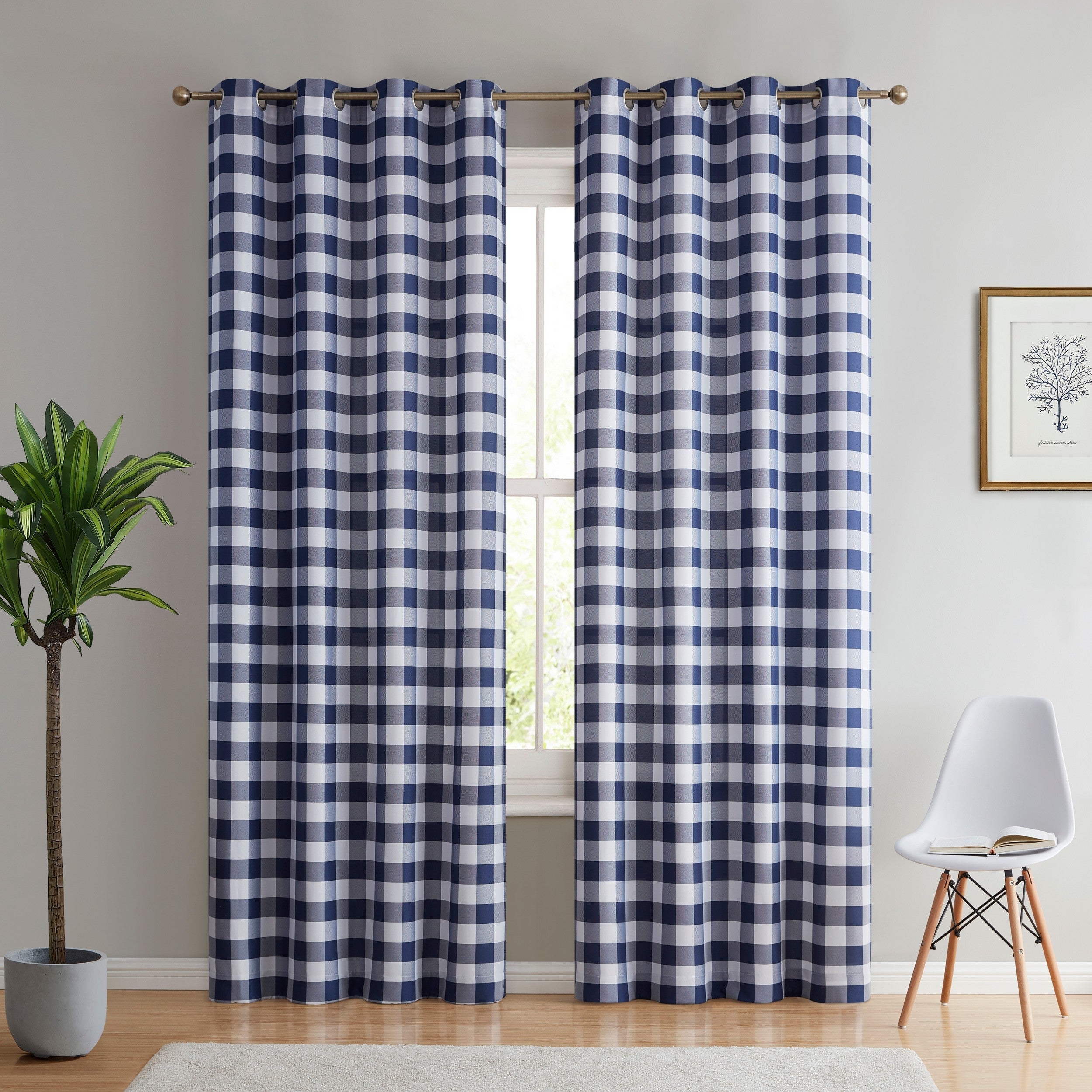 Hilltop Buffalo Check Textured Grommet Curtain Panels