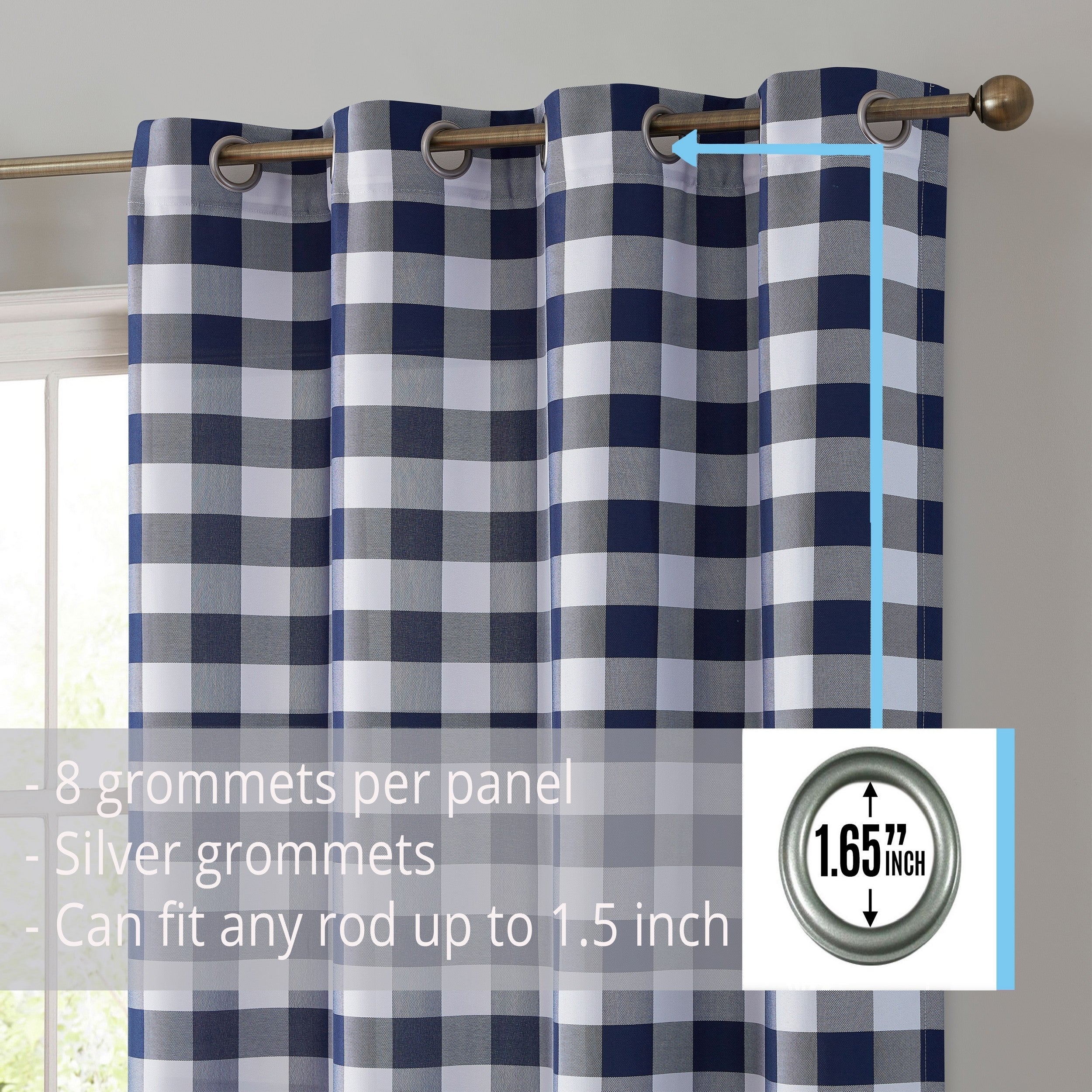 Hilltop Buffalo Check Textured Grommet Curtain Panels