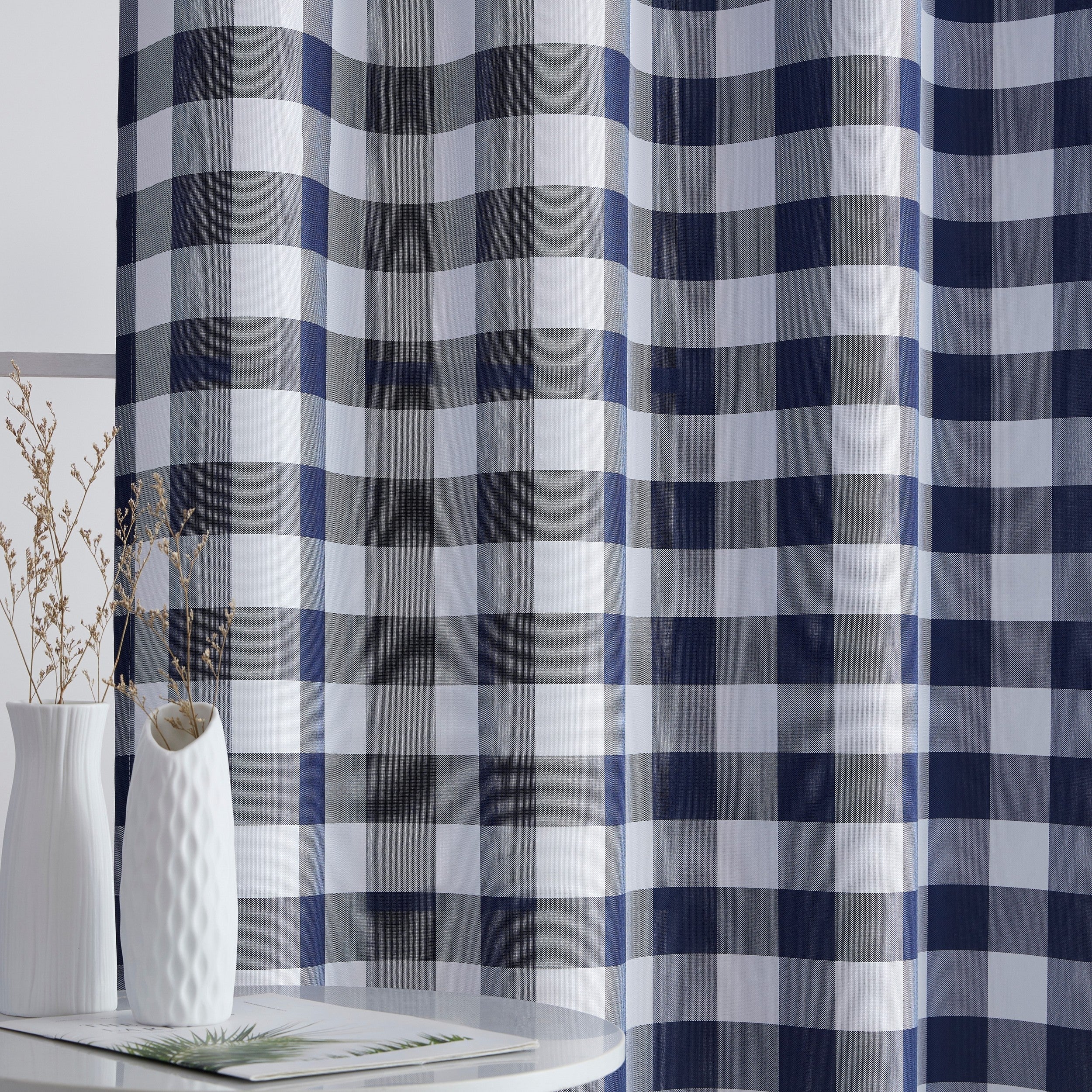 Hilltop Buffalo Check Textured Grommet Curtain Panels