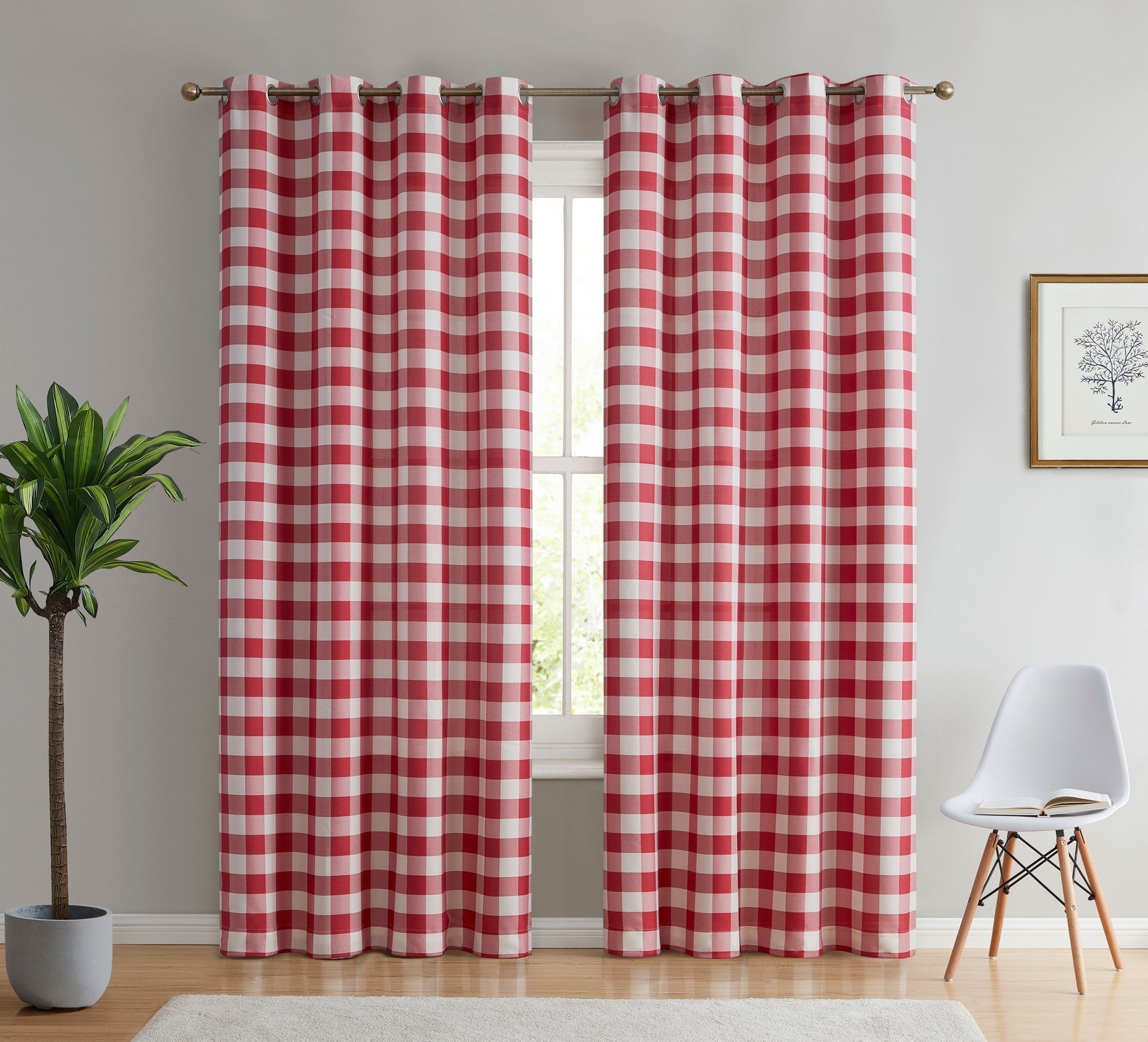 Hilltop Buffalo Check Textured Grommet Curtain Panels