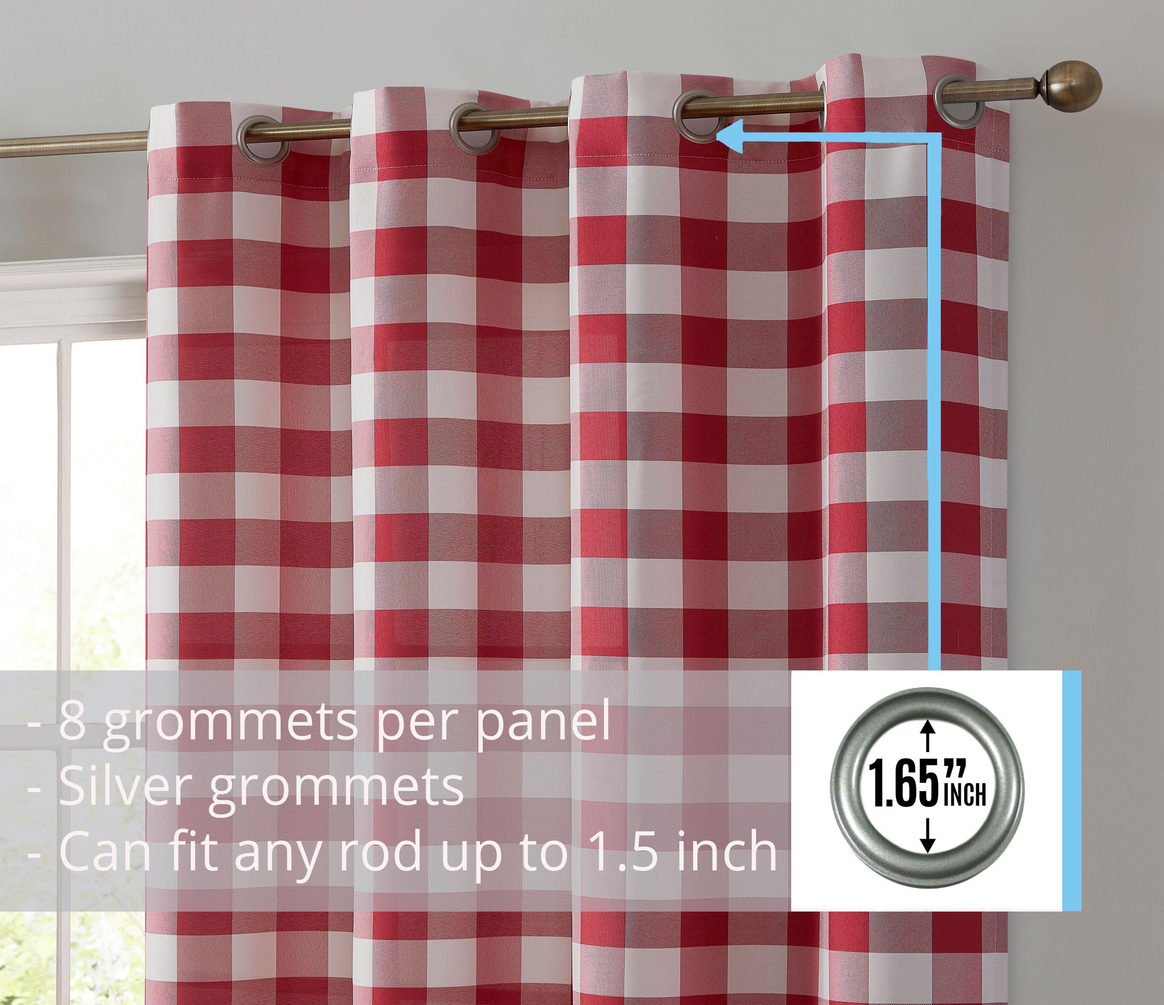 Hilltop Buffalo Check Textured Grommet Curtain Panels