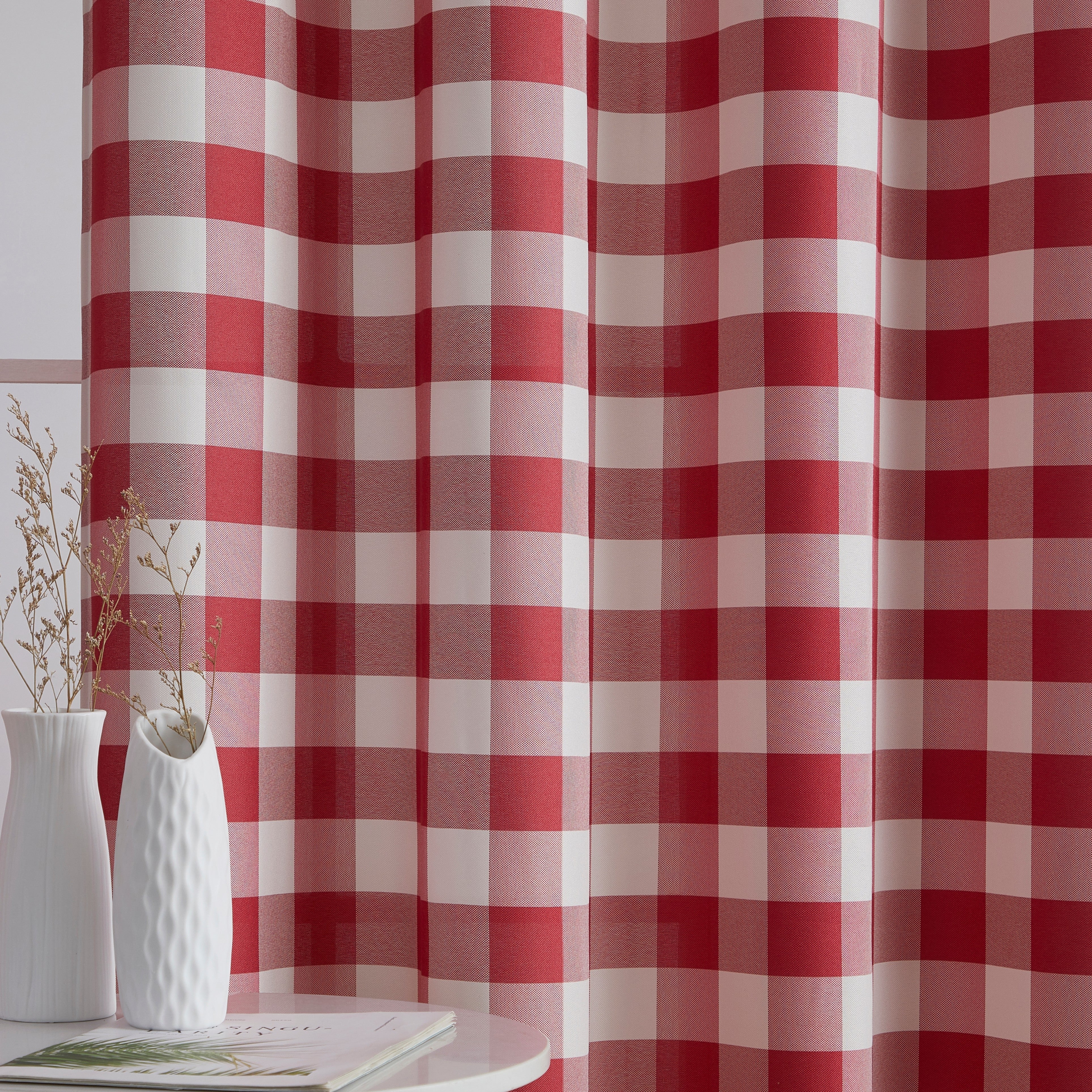 Hilltop Buffalo Check Textured Grommet Curtain Panels