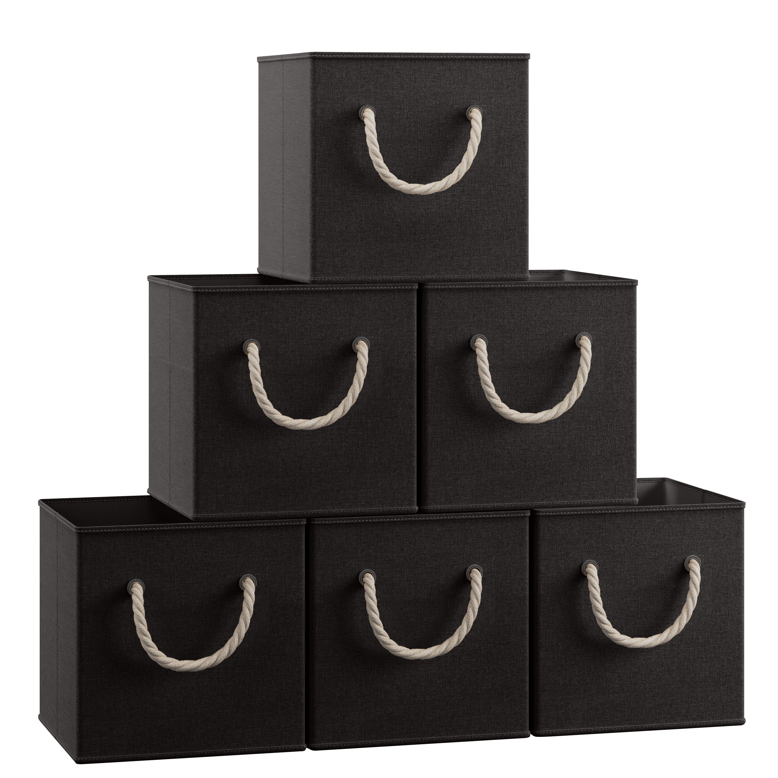 Linen Storage Cube Bin w/ Rope Handles (6 Pack)