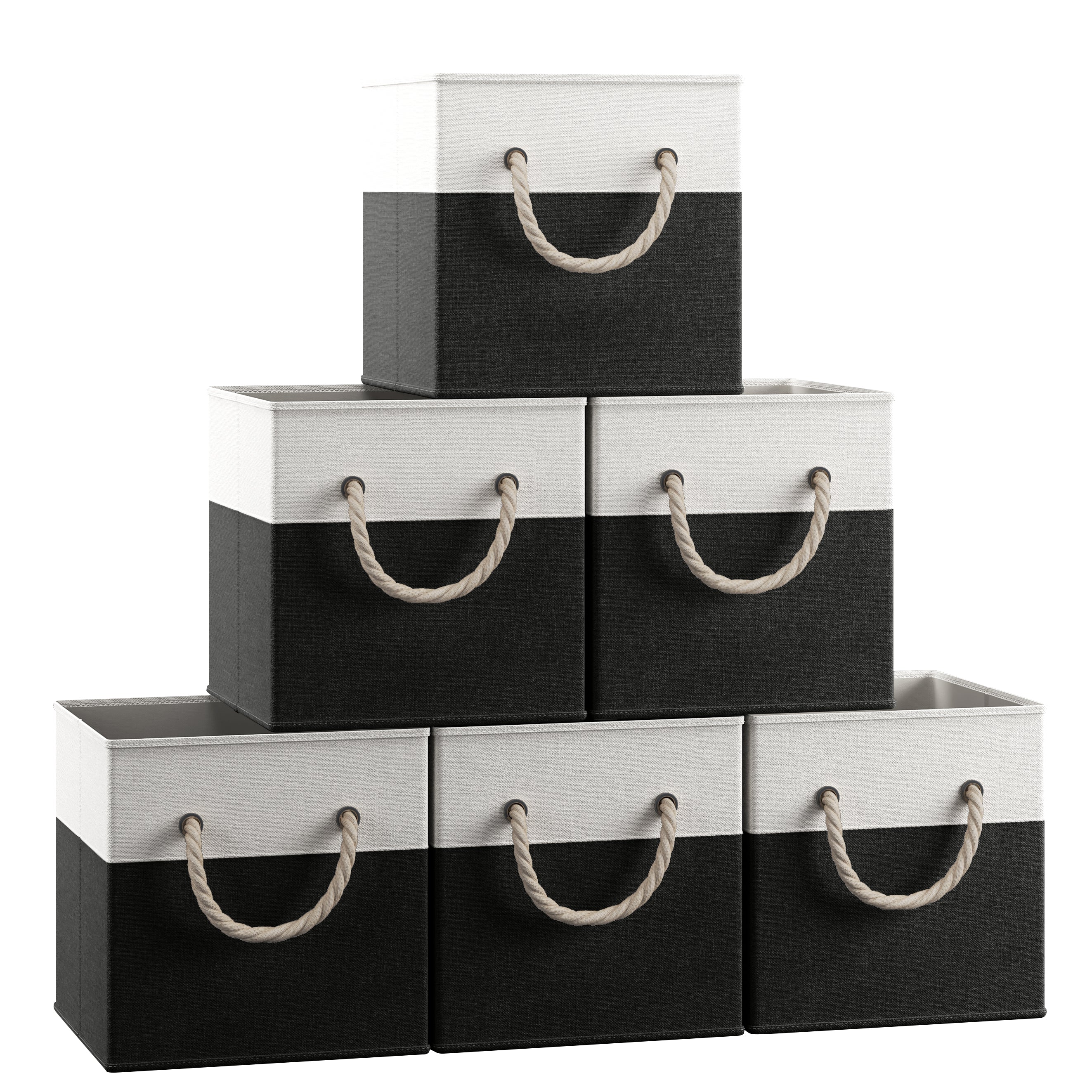 Linen Storage Cube Bin w/ Rope Handles (6 Pack)