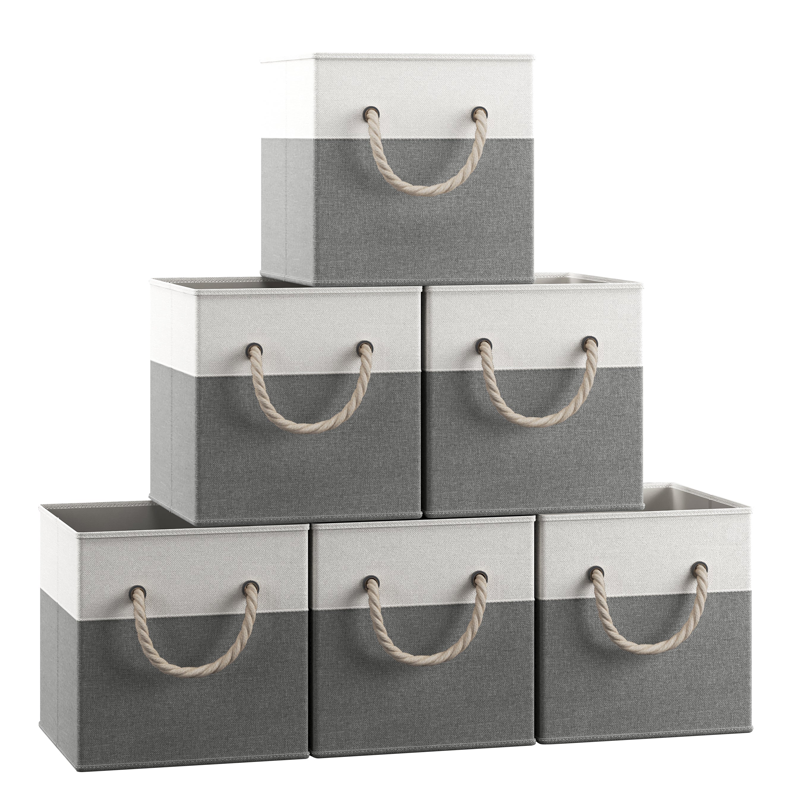 Linen Storage Cube Bin w/ Rope Handles (6 Pack)