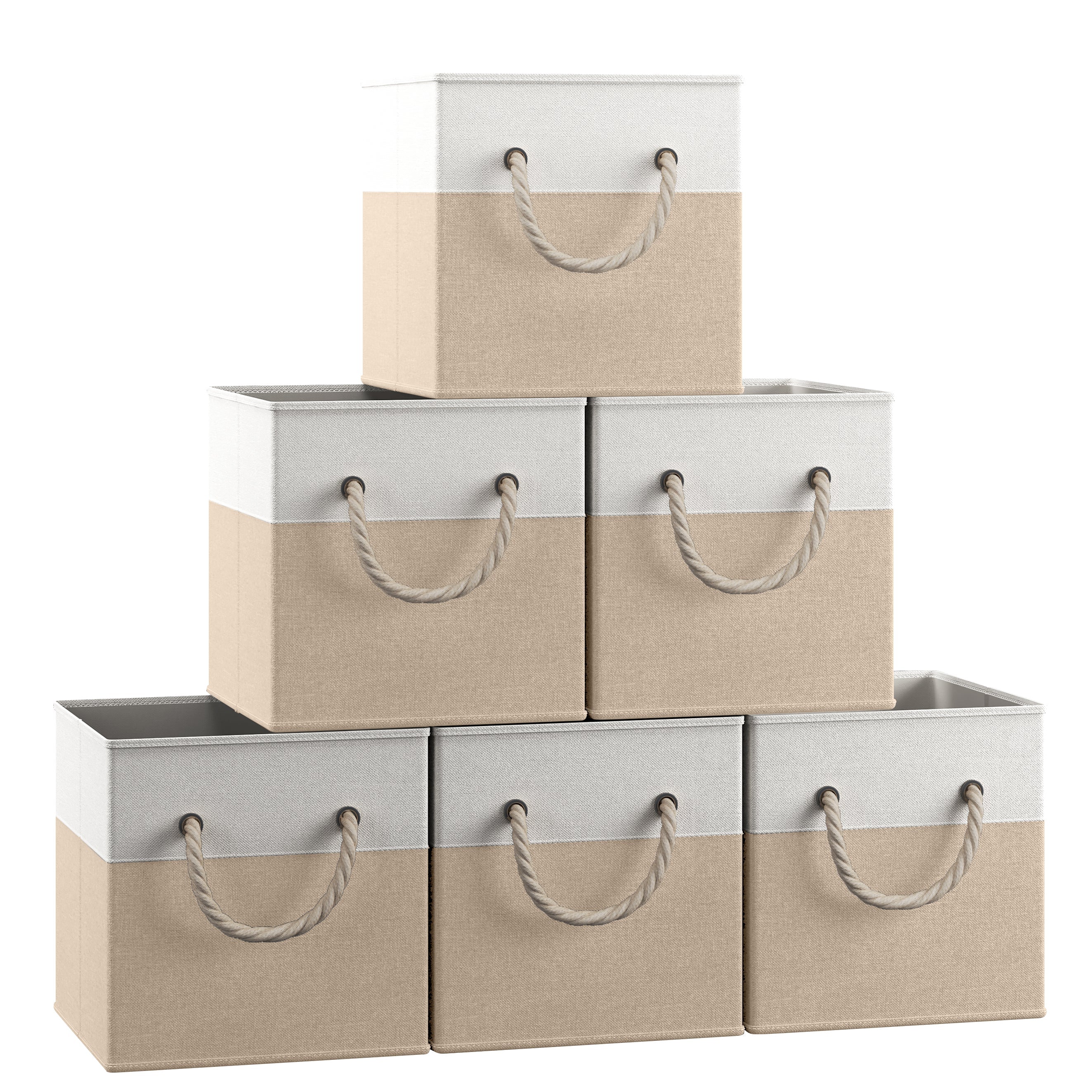 Linen Storage Cube Bin w/ Rope Handles (6 Pack)