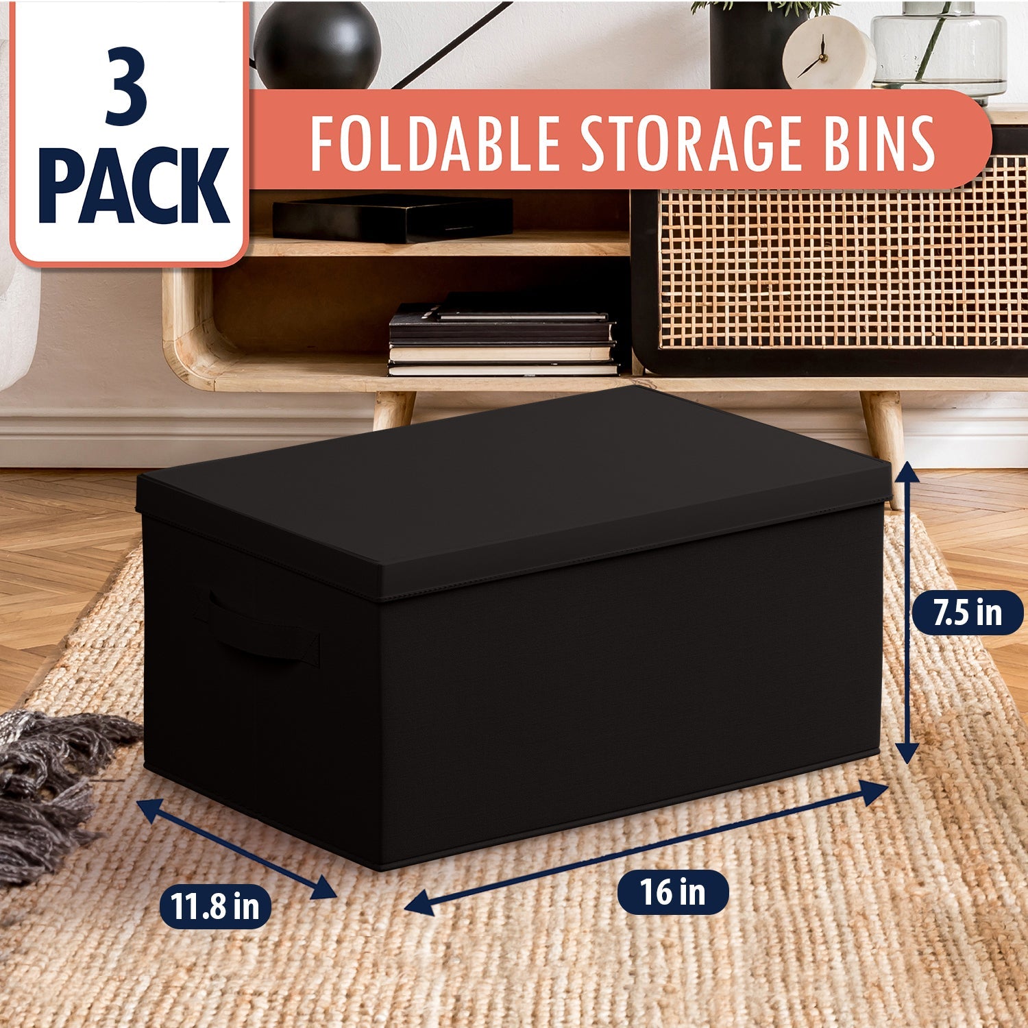 Storage Bin w/ Handles and Lid (3 Pack)