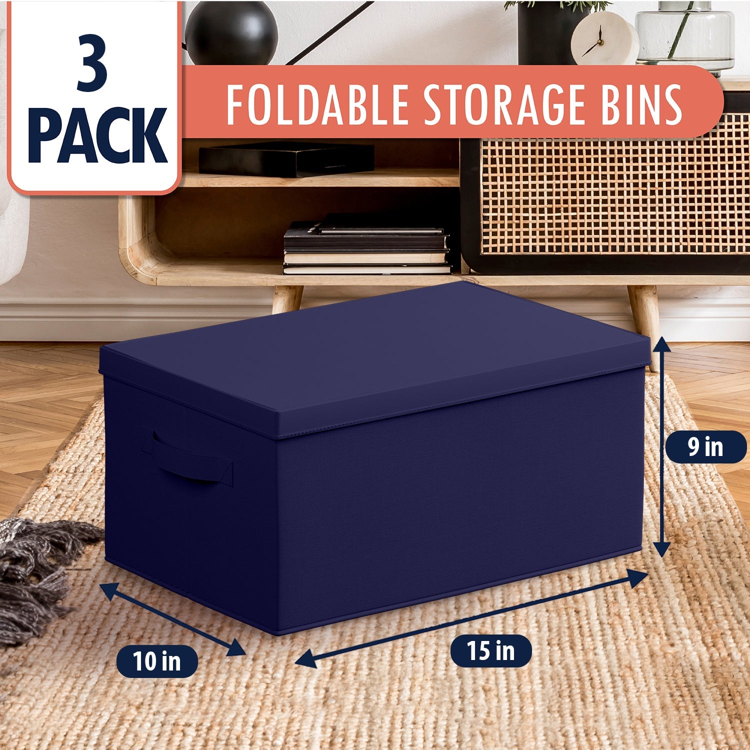Storage Bin w/ Handles and Lid (3 Pack)