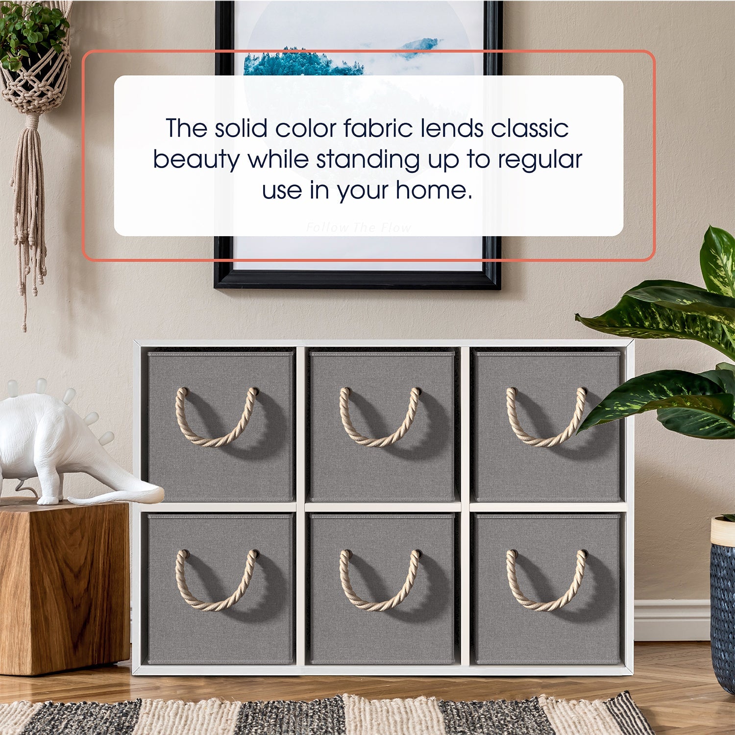 Linen Storage Cube Bin w/ Rope Handles (6 Pack)