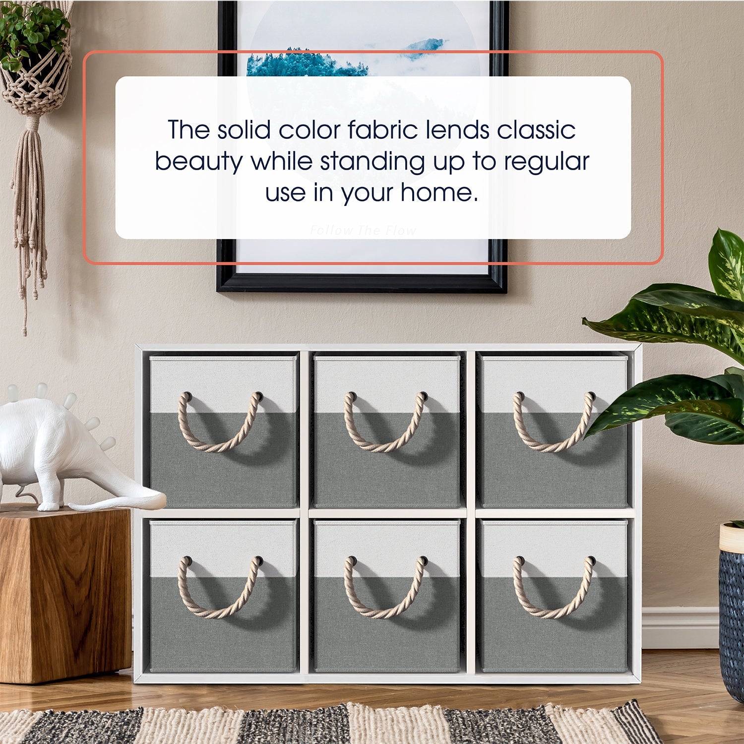 Linen Storage Cube Bin w/ Rope Handles (6 Pack)