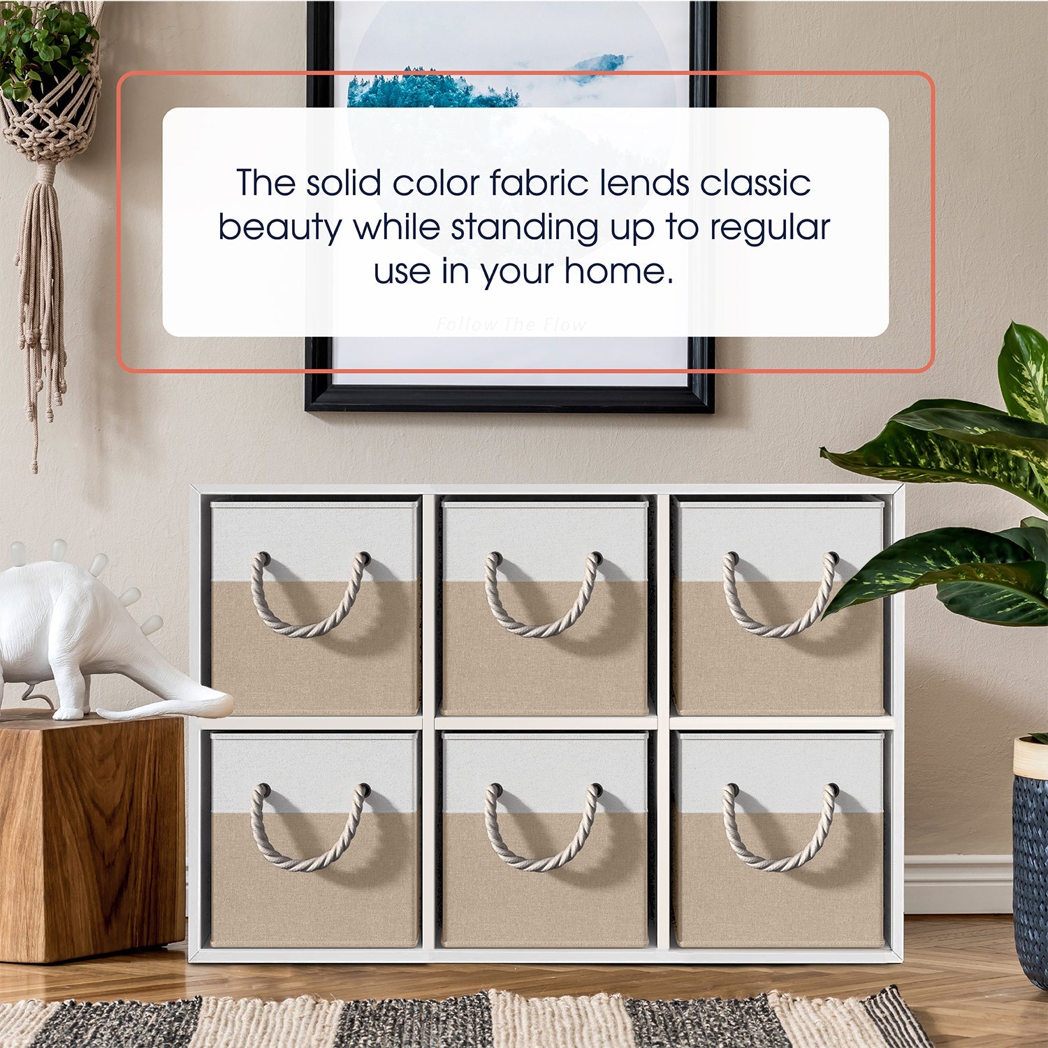 Linen Storage Cube Bin w/ Rope Handles (6 Pack)