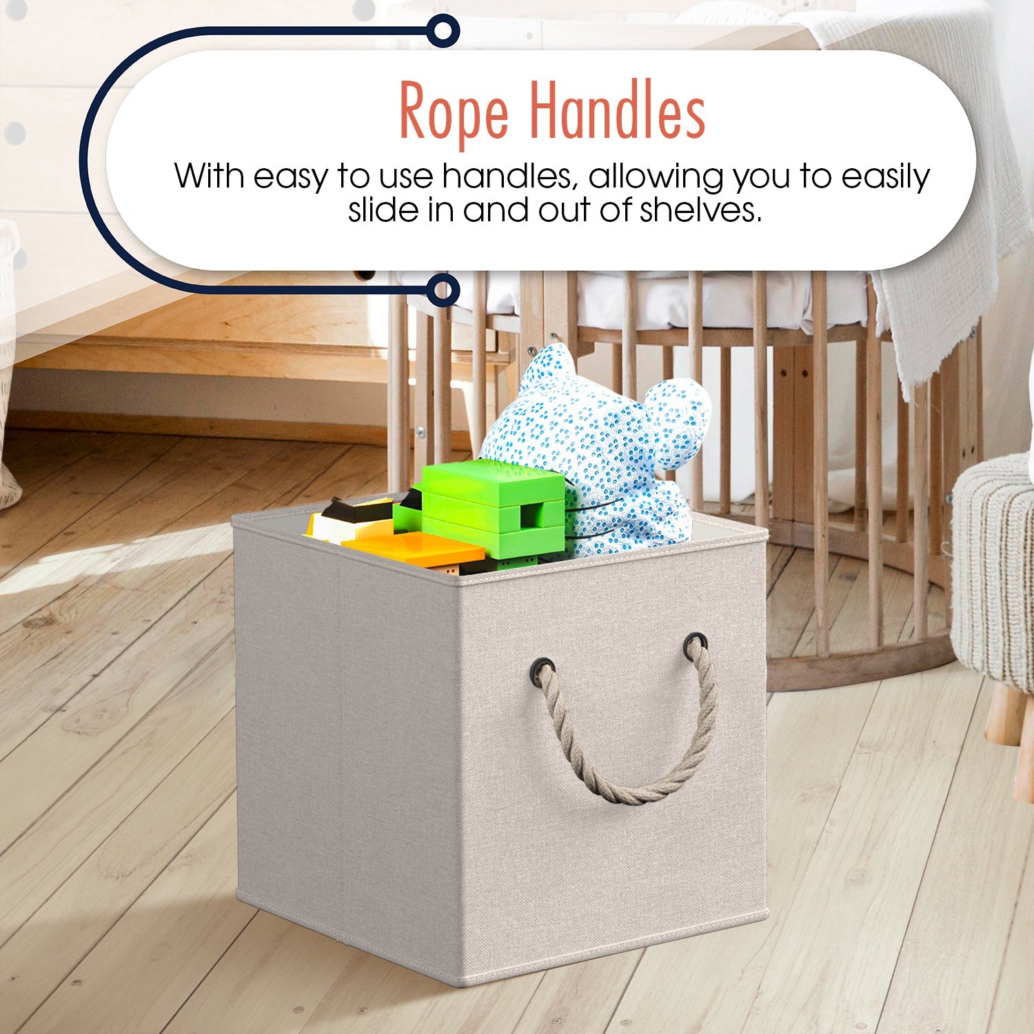 Linen Storage Cube Bin w/ Rope Handles (6 Pack)