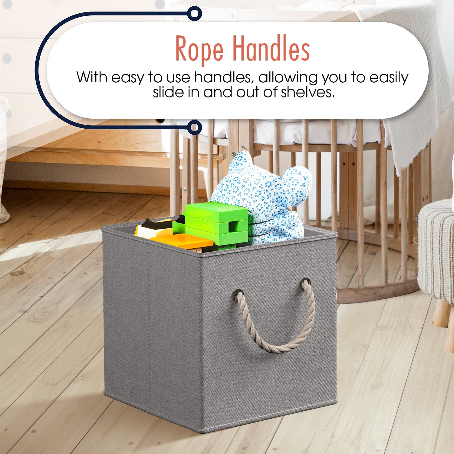 Linen Storage Cube Bin w/ Rope Handles (6 Pack)