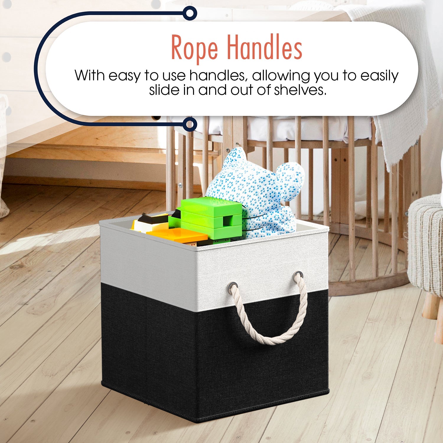 Linen Storage Cube Bin w/ Rope Handles (6 Pack)