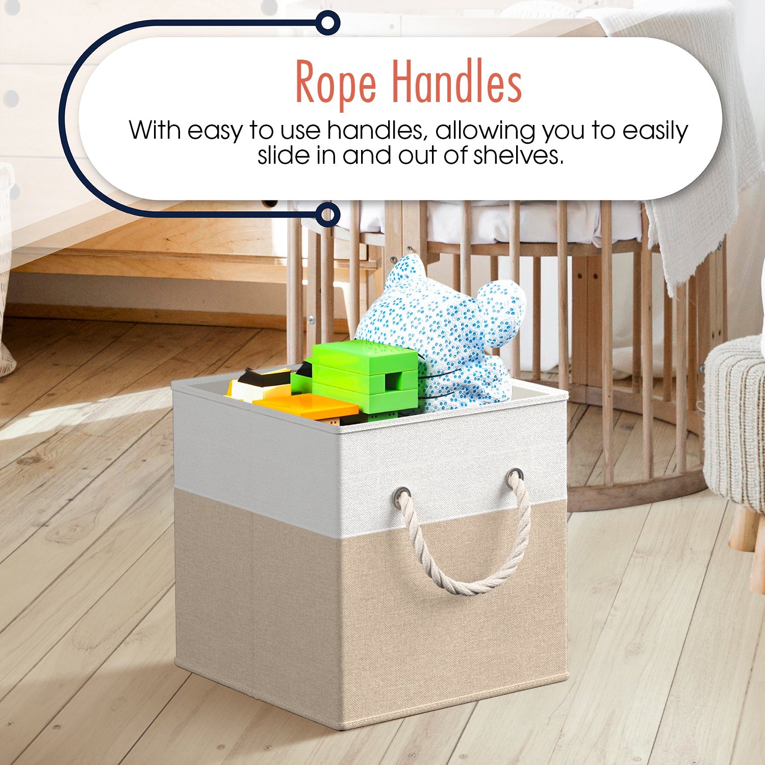 Linen Storage Cube Bin w/ Rope Handles (6 Pack)