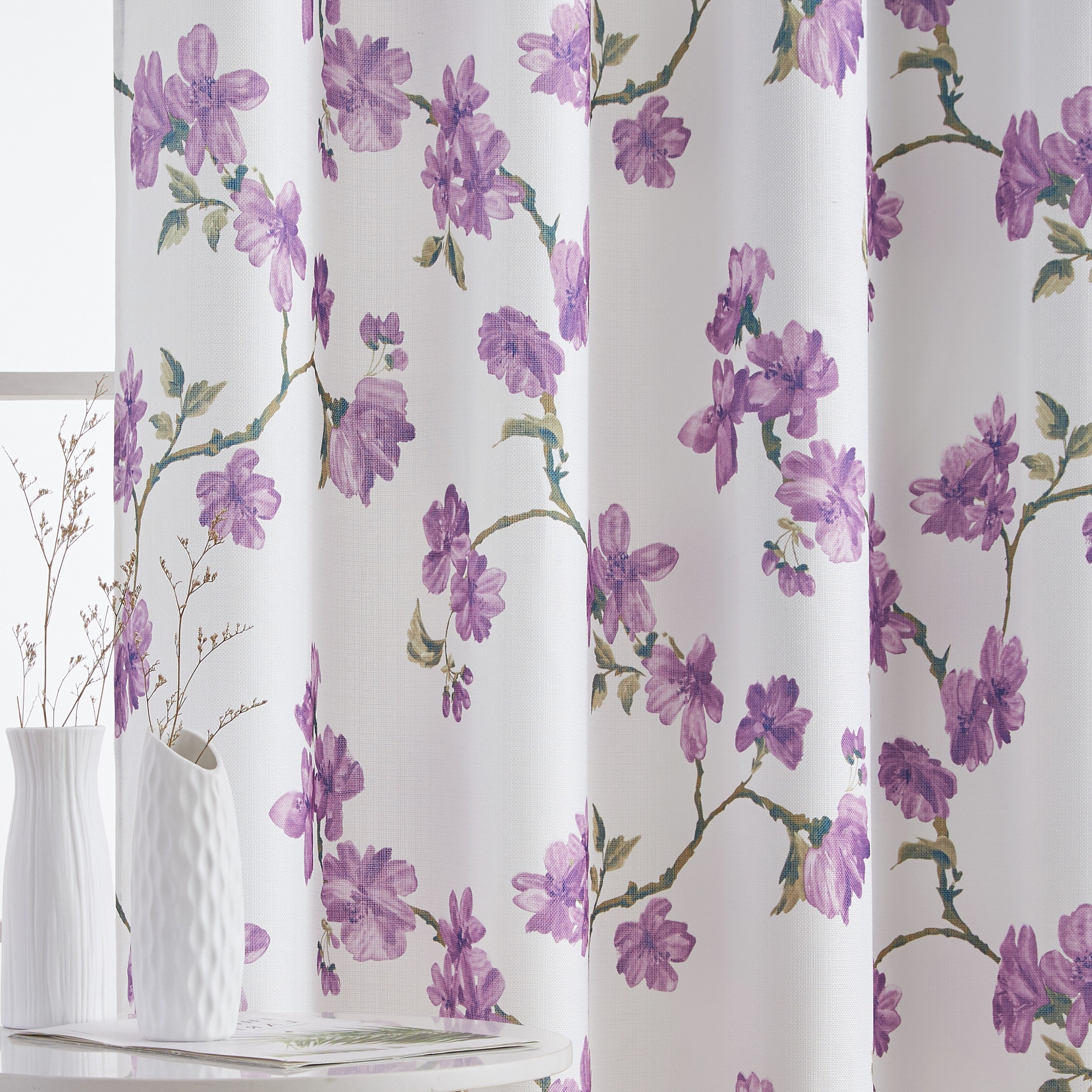 Jade Floral Textured Sheer Grommet Curtain Panels