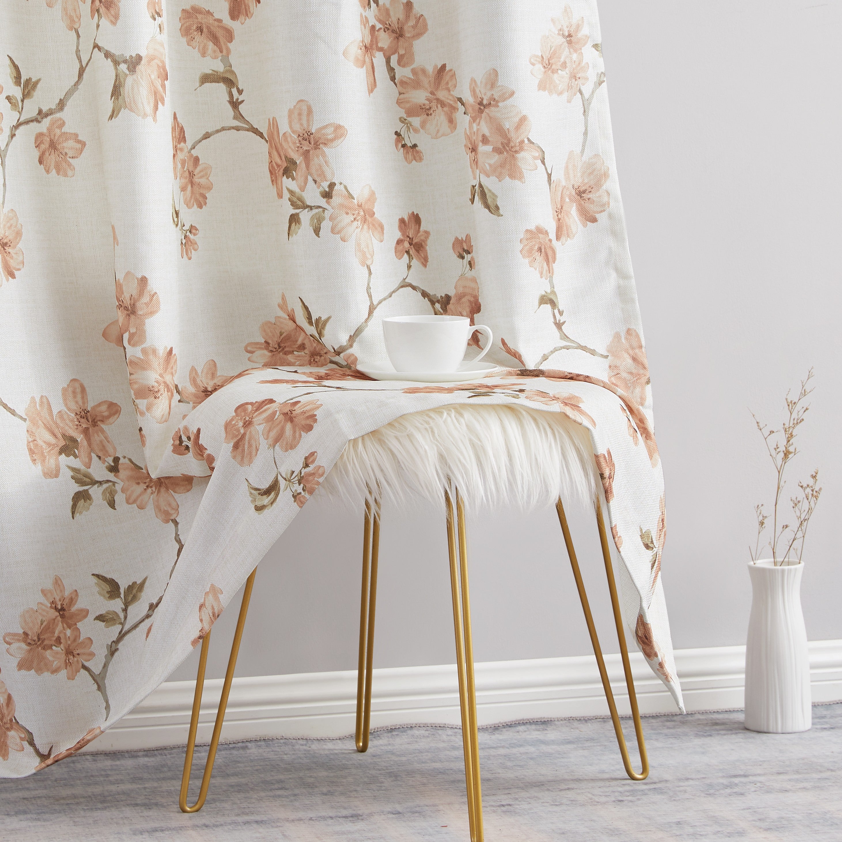 Jade Floral Textured Sheer Grommet Curtain Panels