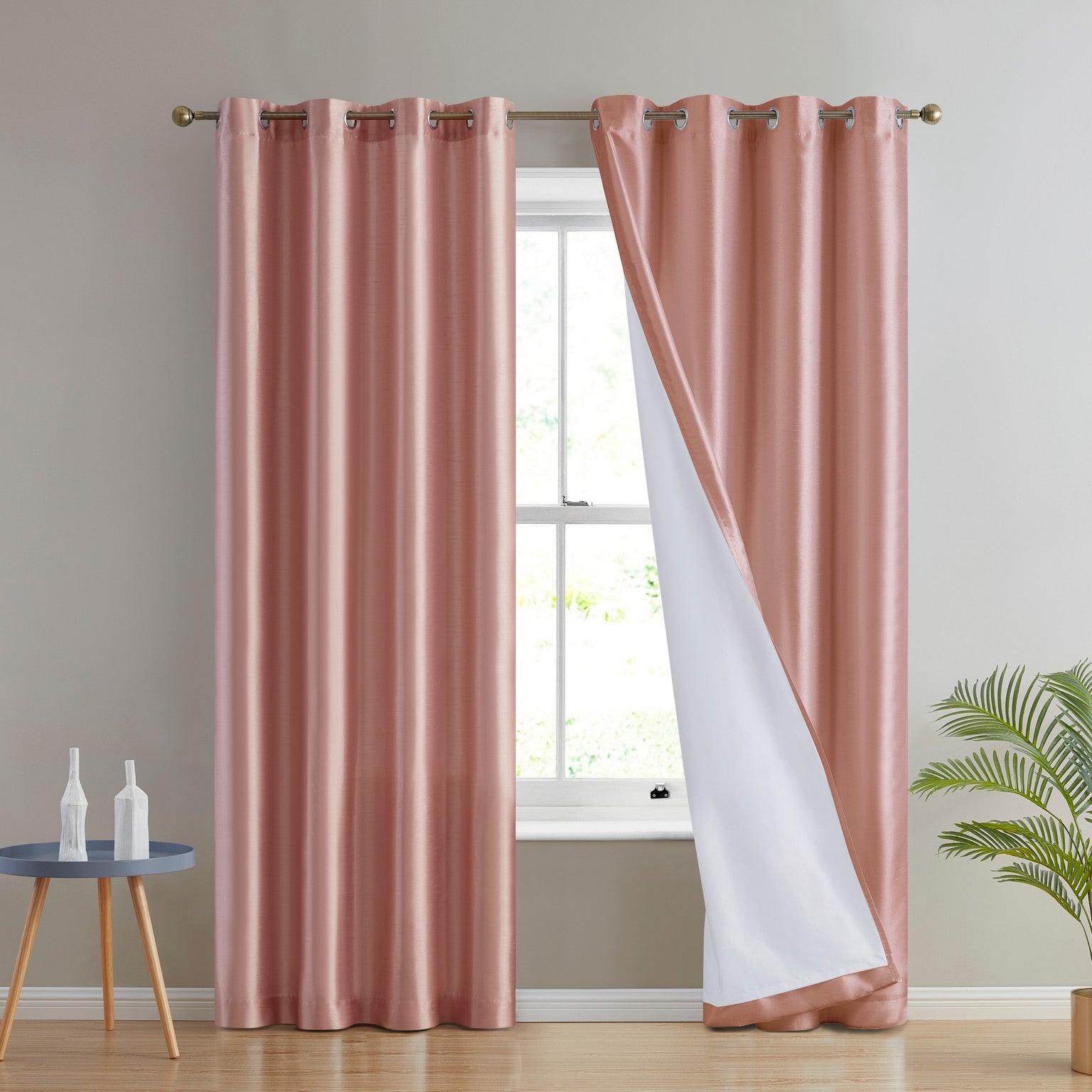 Jefferson Faux Silk Grommet Curtain Panels