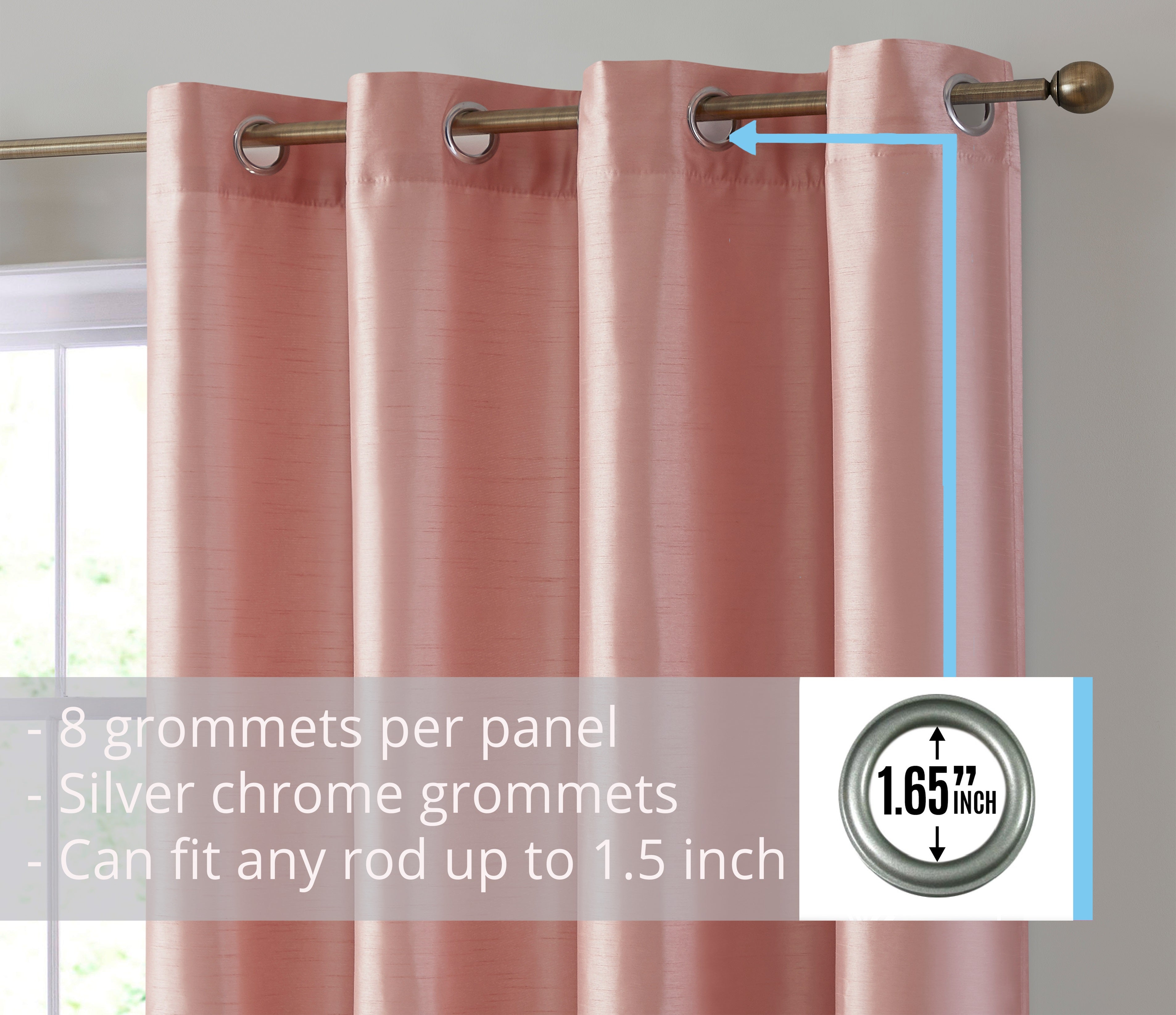 Jefferson Faux Silk Grommet Curtain Panels