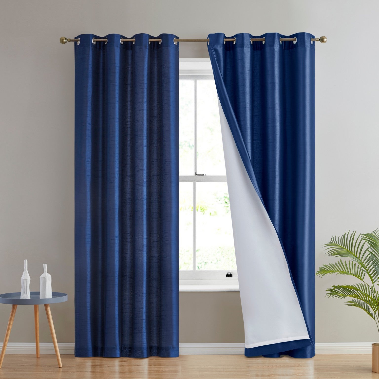 Jefferson Faux Silk Grommet Curtain Panels