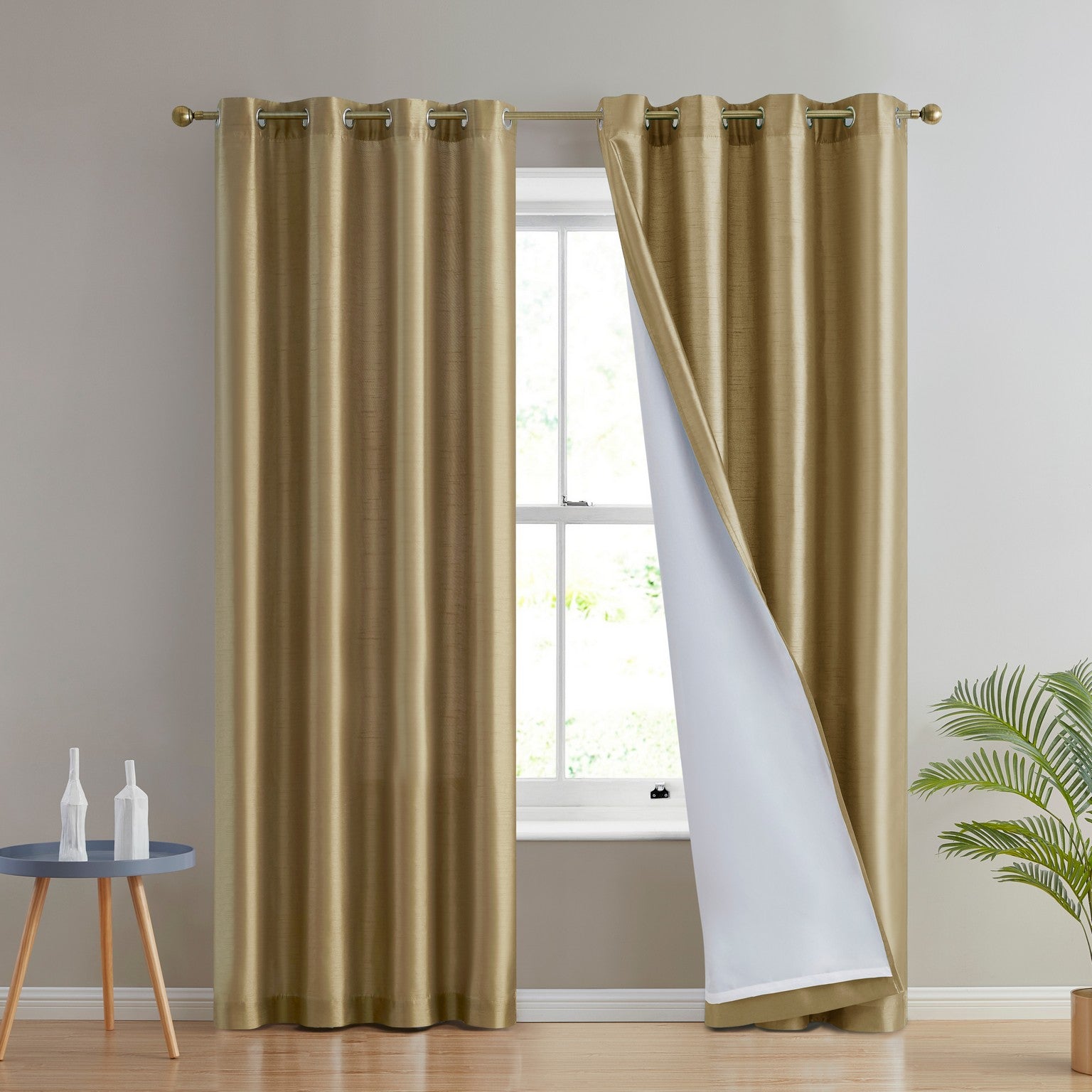 Jefferson Faux Silk Grommet Curtain Panels