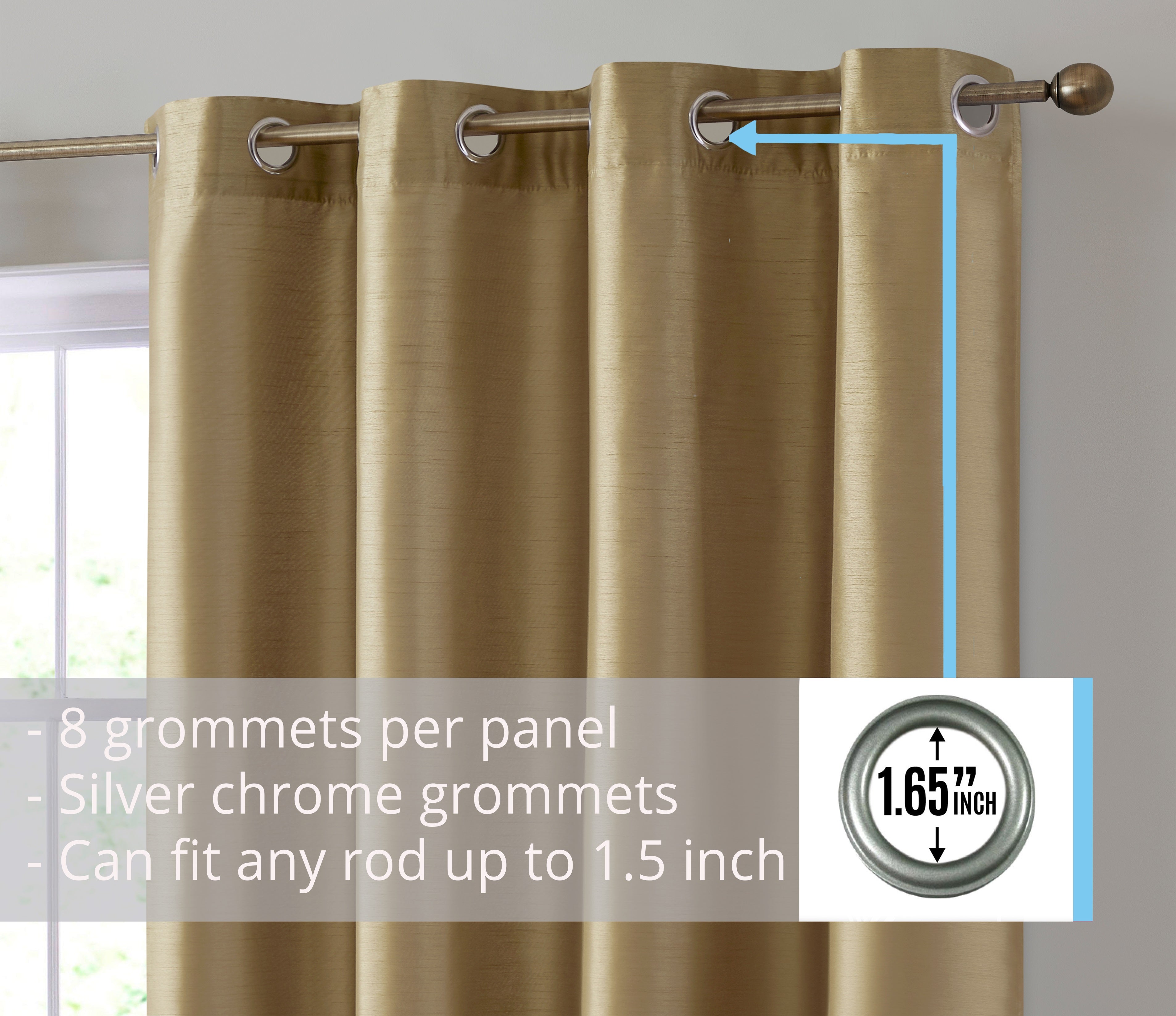 Jefferson Faux Silk Grommet Curtain Panels