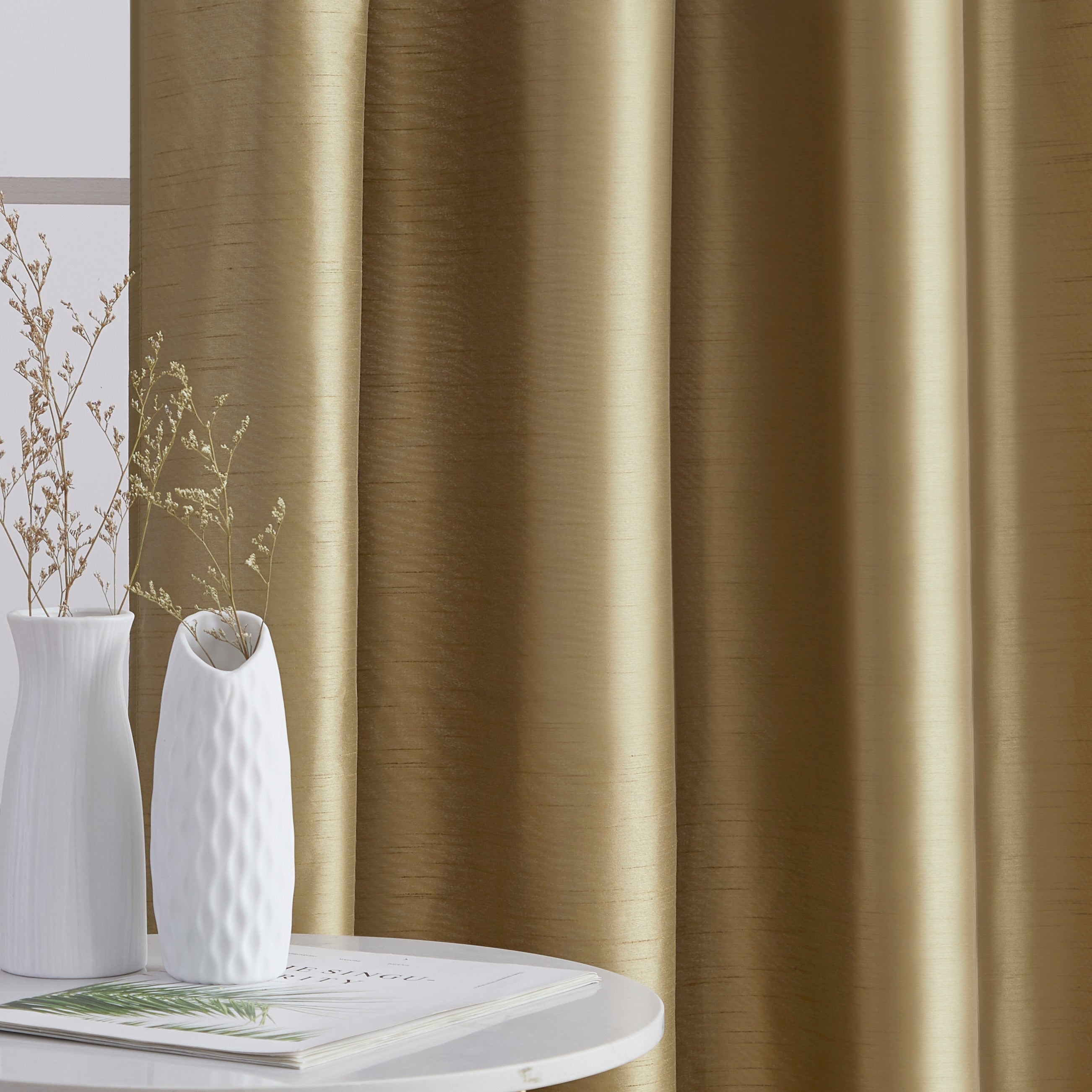 Jefferson Faux Silk Grommet Curtain Panels